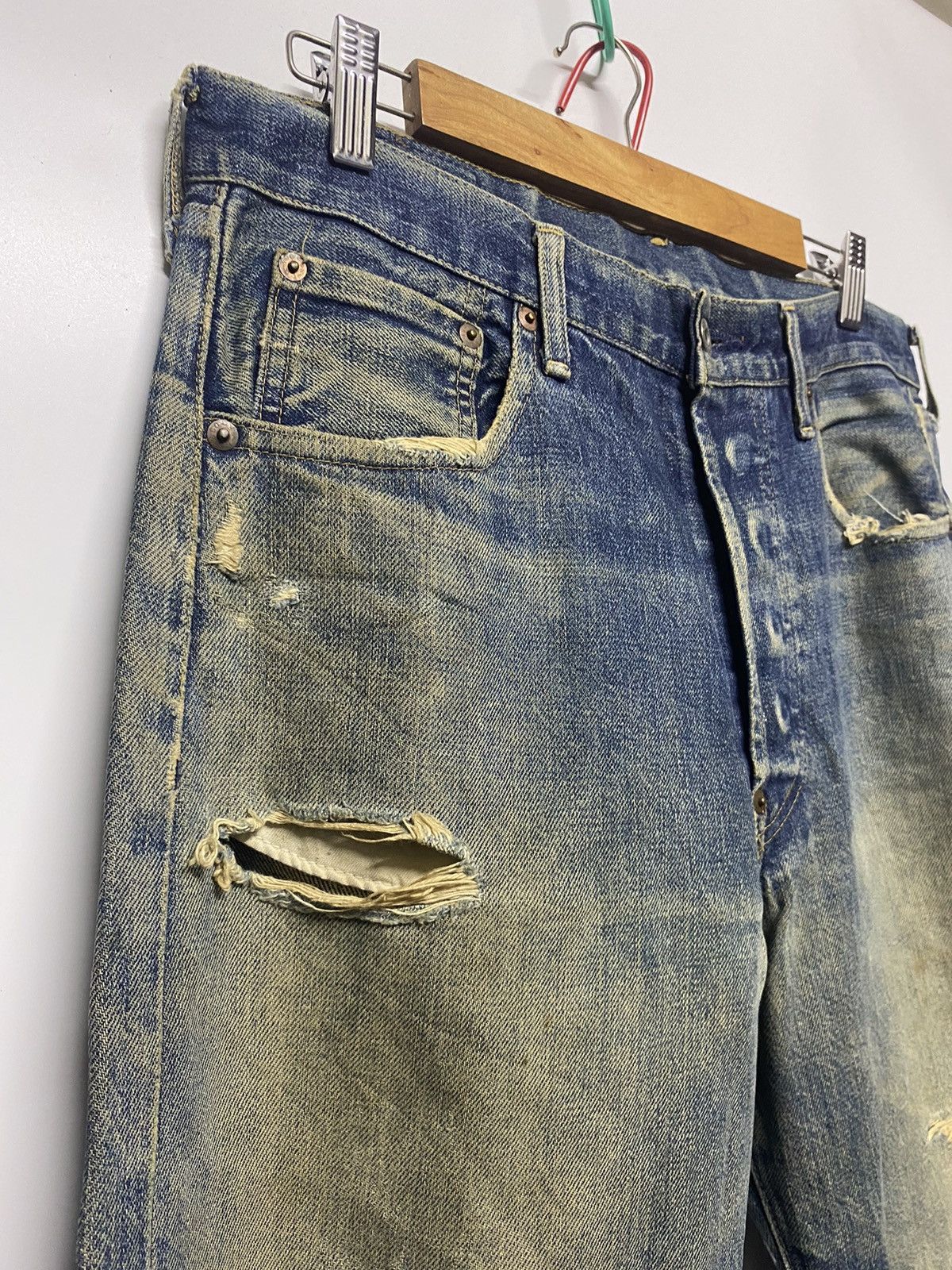 Levi's Levis BE 502 Button J22 Selvedge Distressed Denim Jeans Size US 34 / EU 50 - 6 Thumbnail
