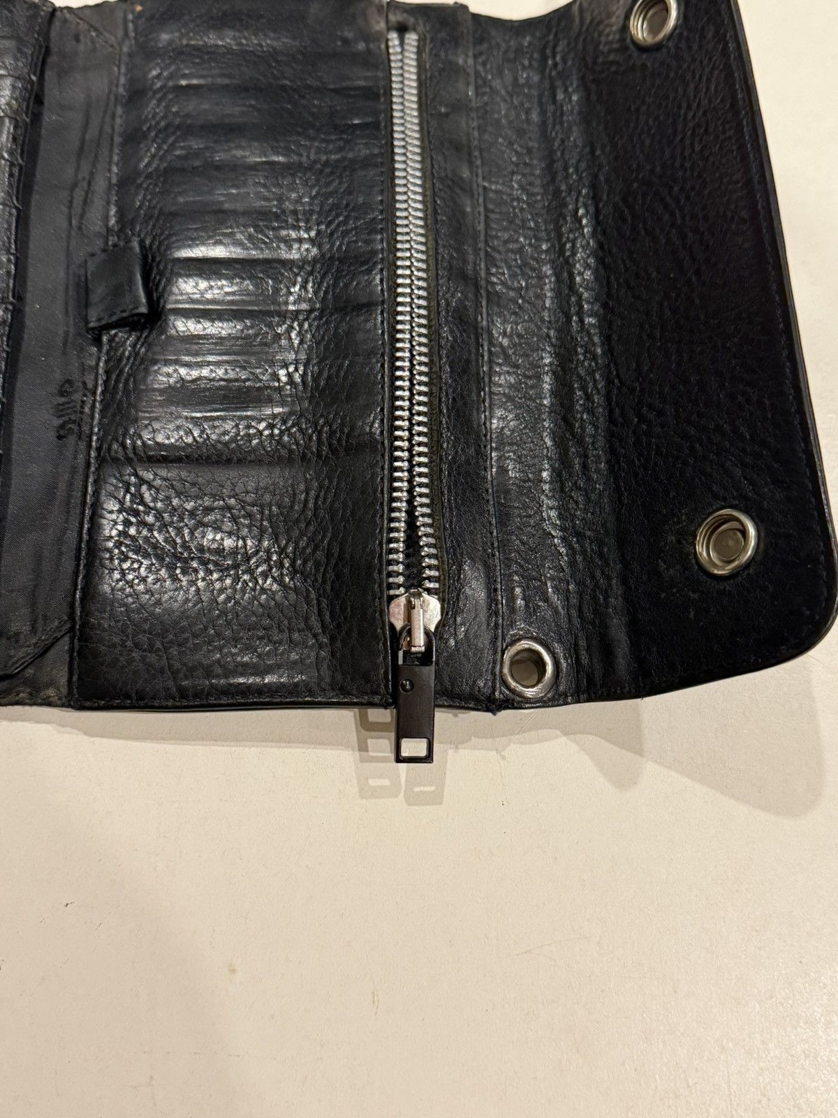 Chrome Hearts Chrome Hearts Black Leather Wave Wallet Silver Cross Balls Size ONE SIZE - 12 Thumbnail