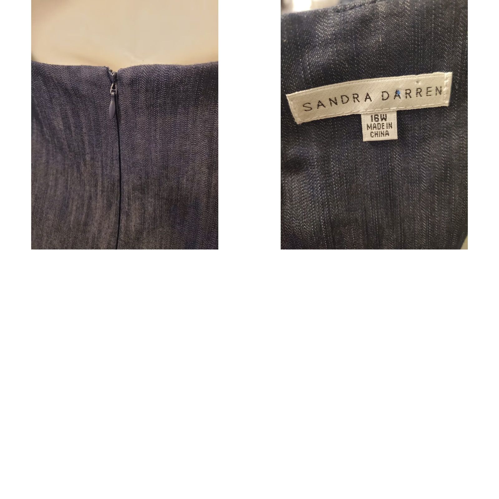 Vintage Sandra Darren Dark Chambray Denim cut out collar Dress Size 16W Office Cottage Size XXL / US 16-18 / IT 52-54 - 8 Thumbnail