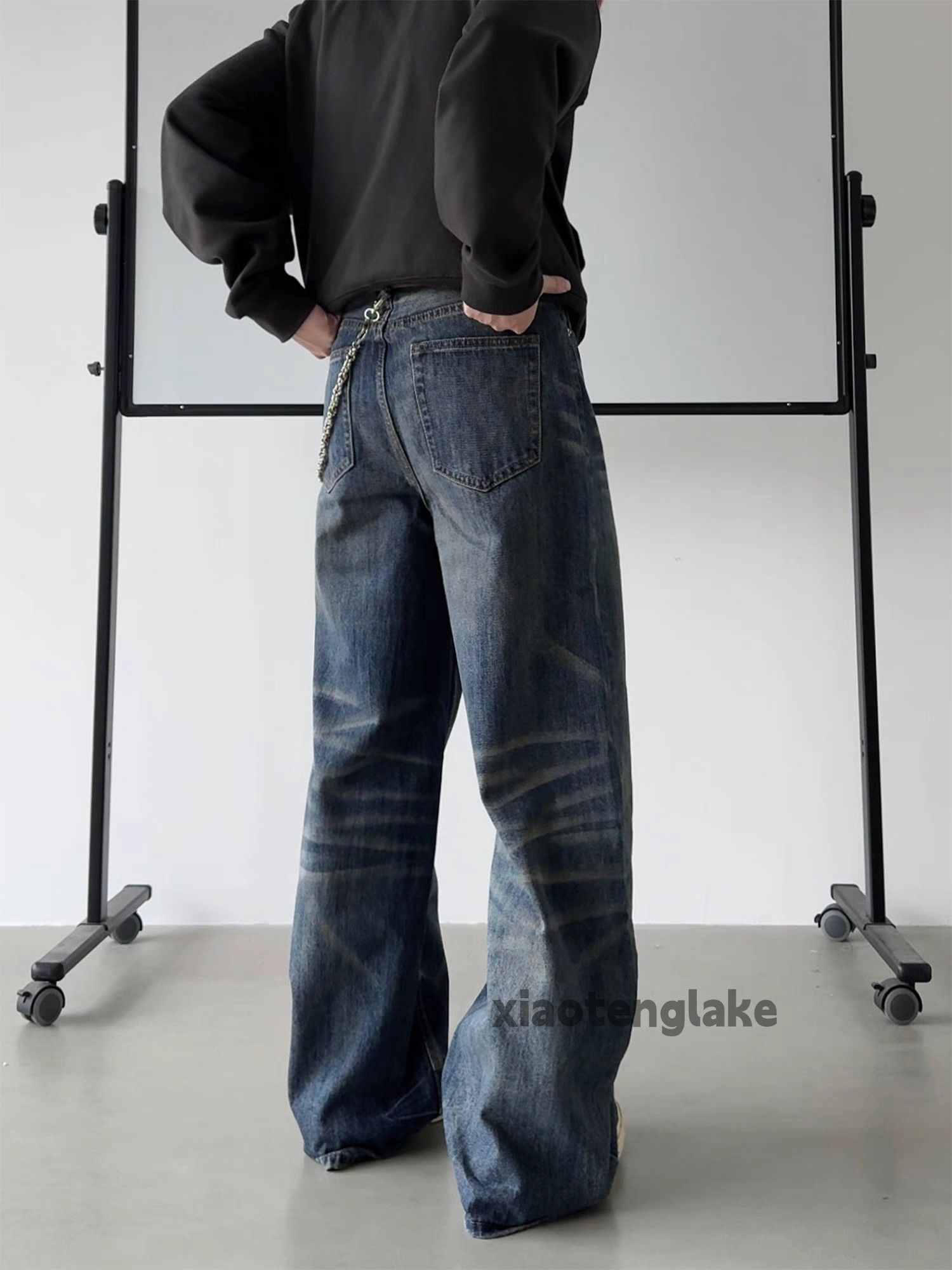 Jean Unisex washed faded cleanfit yuppie loose baggy pants Size US 32 / EU 48 - 2 Thumbnail