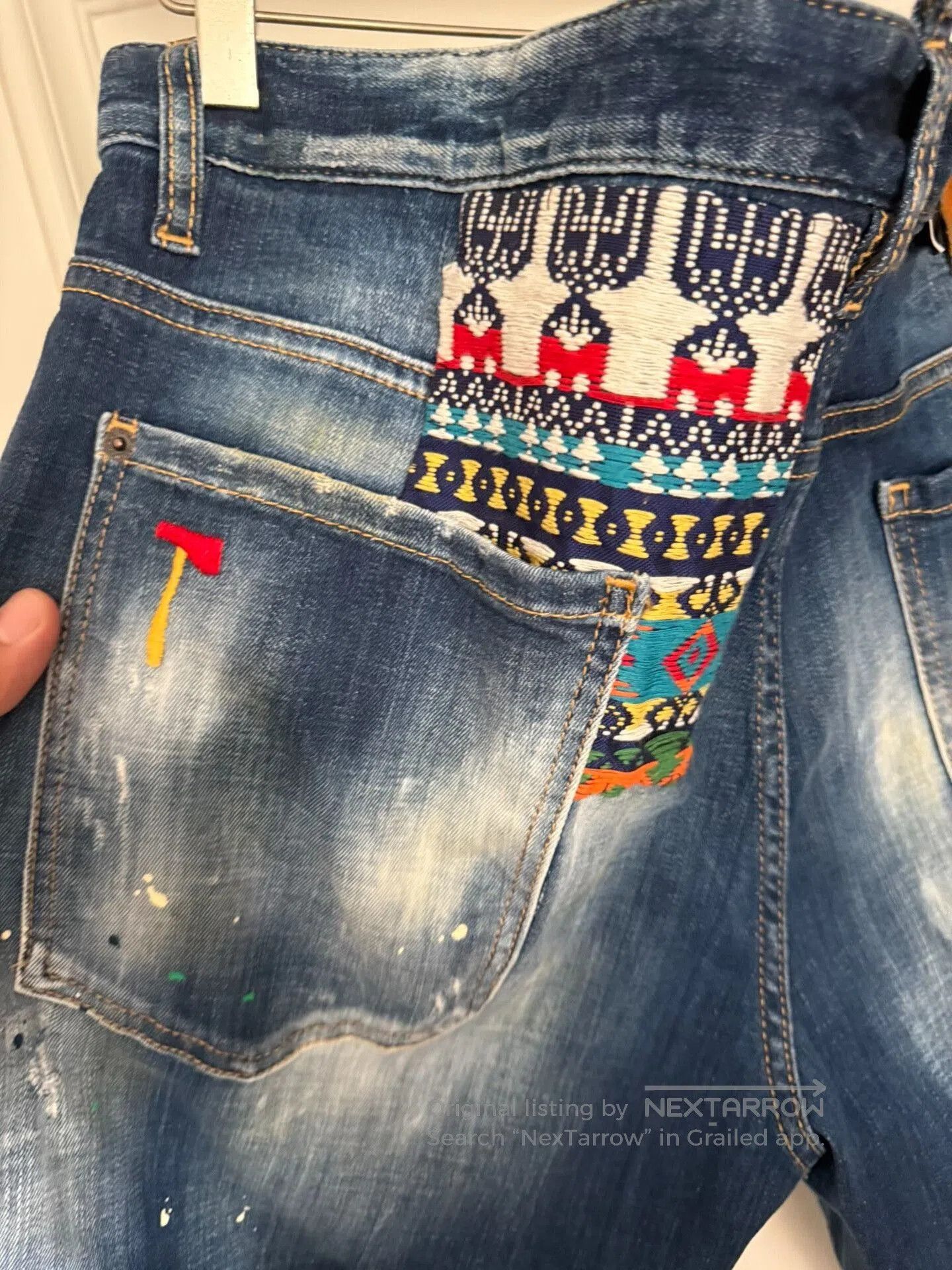 Dsquared2 Kogin Pants with Floral Stitching in Blue. Size US 34 / EU 50 - 3 Thumbnail