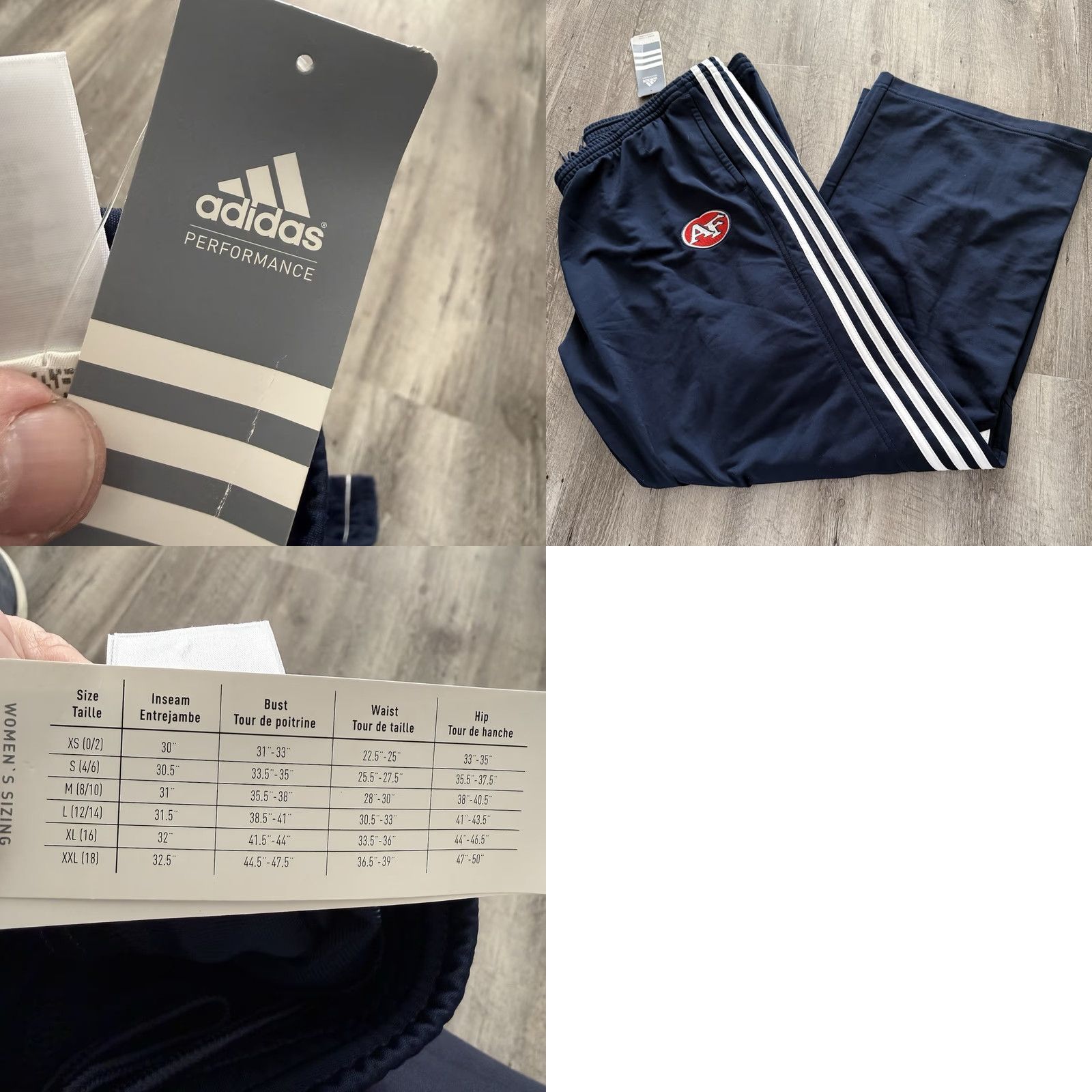 Adidas adidas Track Pants Womens 2XL Navy Blue 3-Stripe Team Performance Pockets Elastic Waist Ankle Zip NEW Size 40" / US 18 - 8 Thumbnail