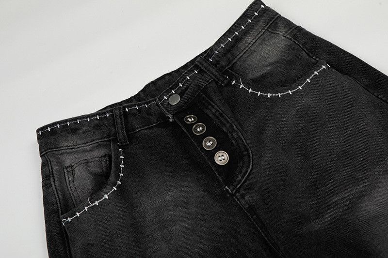 Jean Retro washed men's loose distressed straight jeans Size US 32 / EU 48 - 3 Thumbnail