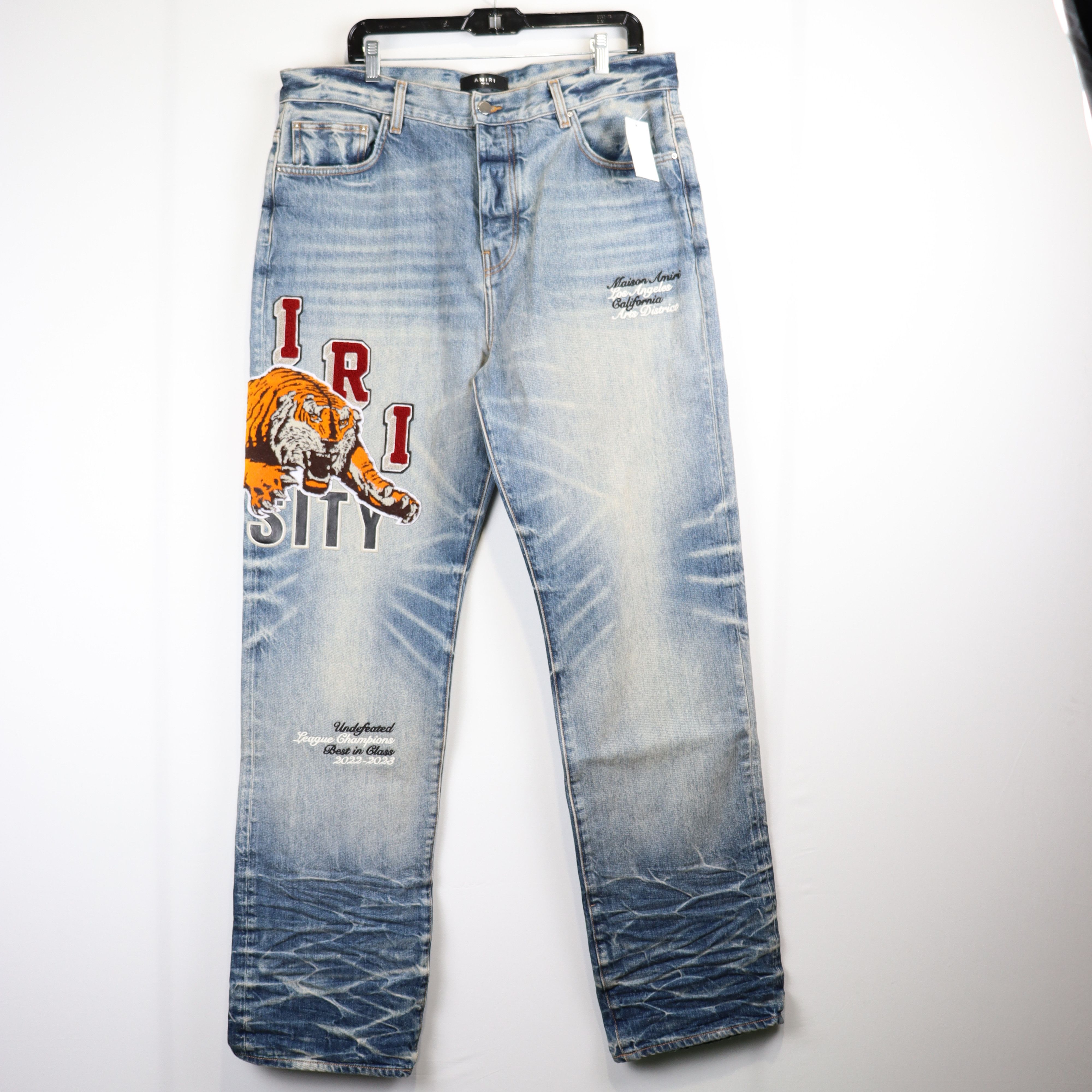 Amiri o1rshd Varsity Tiger Straight Jeans in Vintage Indigo Size US 30 / EU 46 - 10 Thumbnail