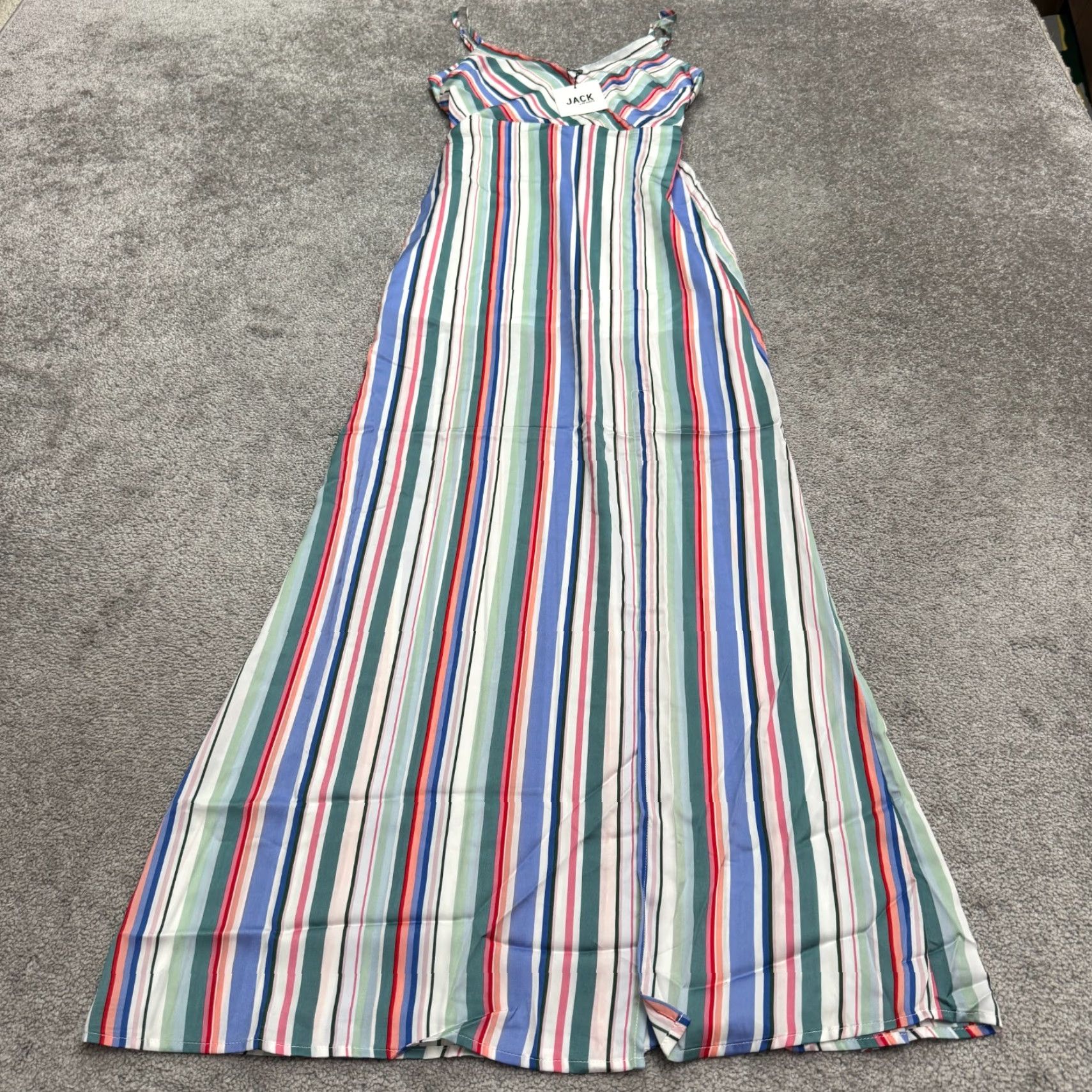 BB Dakota Jack By Maxi Dress Women XS Colorful Multicolor Striped Slit NWT