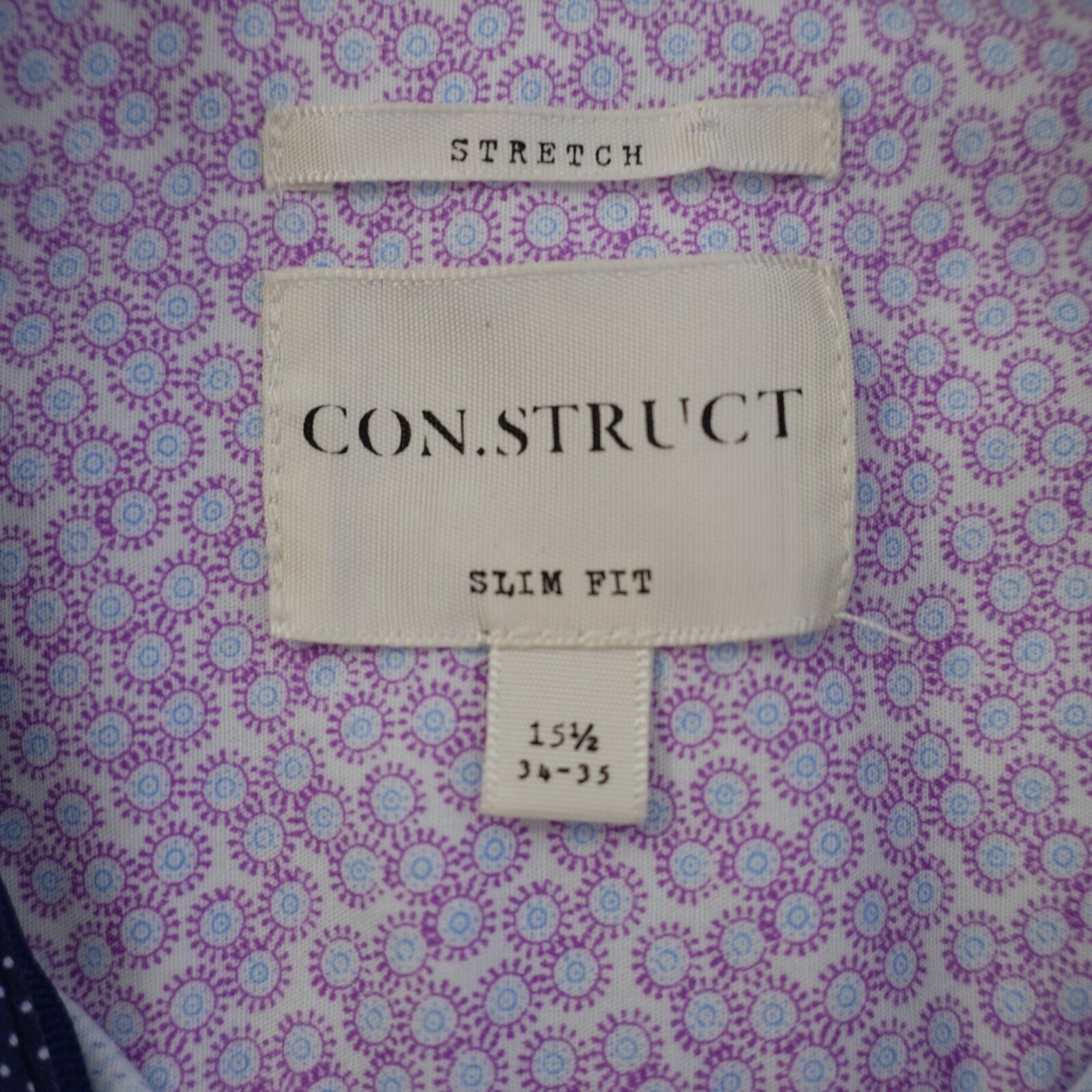 Designer Construct Stretch Slim Fit 15.5 34-35 Blue Check Flip Cuff C Size US M / EU 48-50 / 2 - 8 Thumbnail