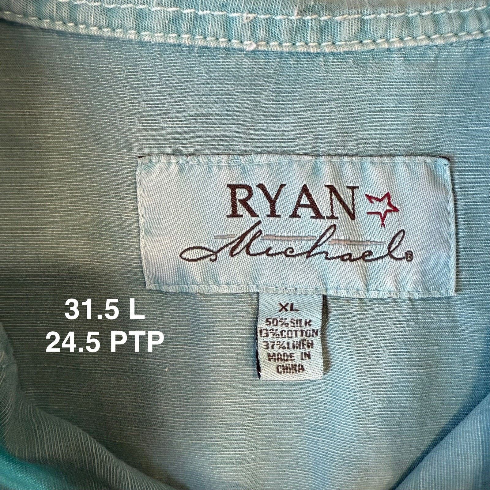 Wrangler Ryan Michael Silk Pearl Snap Shirt XL Teal Western Button Up Size US XL / EU 56 / 4 - 5 Thumbnail