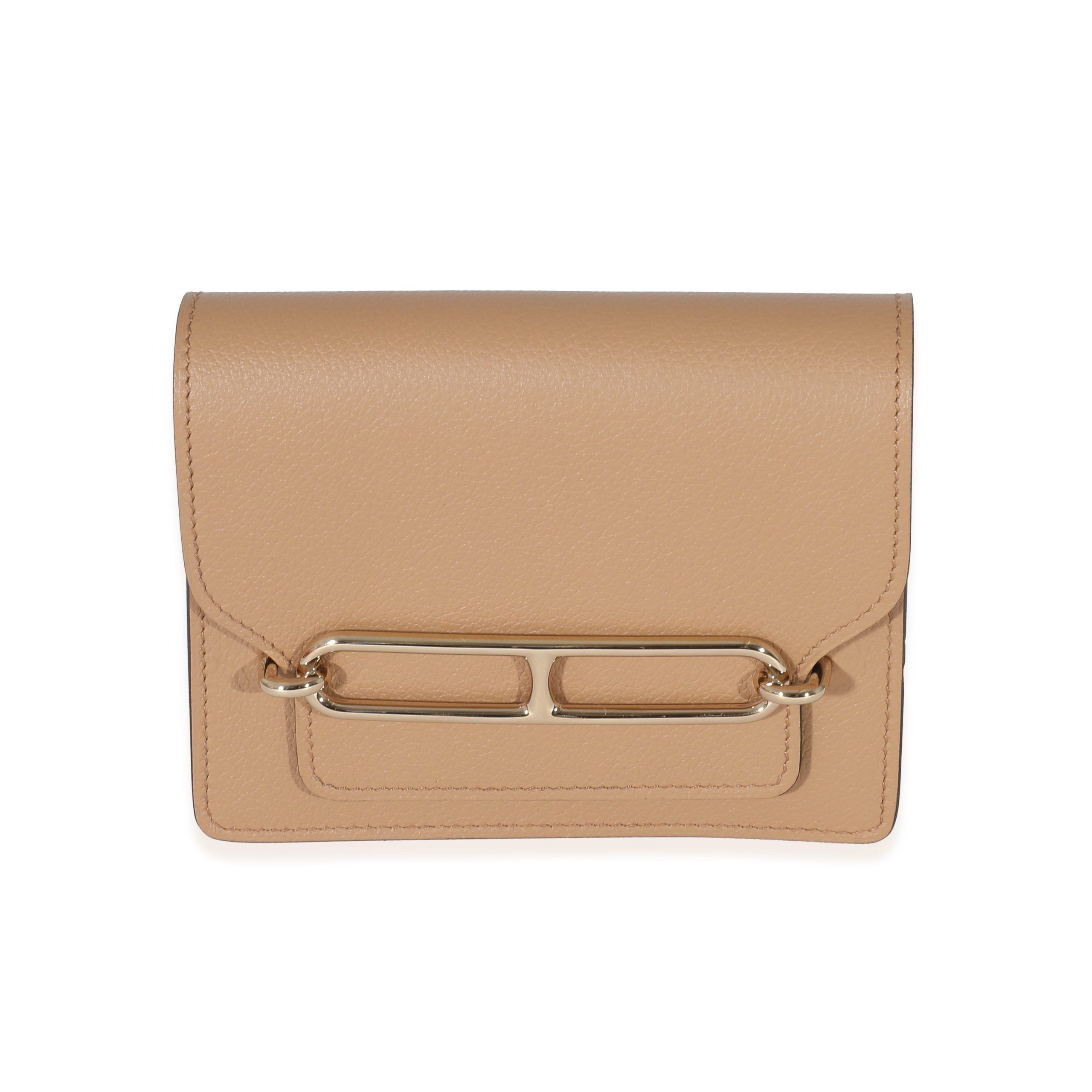 image of Hermes Chain Lime Evercolor Roulis Slim Wallet Pbhw in Grey, Women's