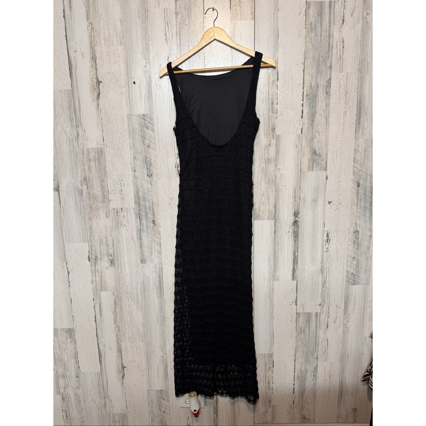 Other Fashion Nova Black Crochet Maxi Dress Women’s Size M – Sheer Overlay, Lined, Sleeveless Size M / US 6-8 / IT 42-44 - 5 Thumbnail