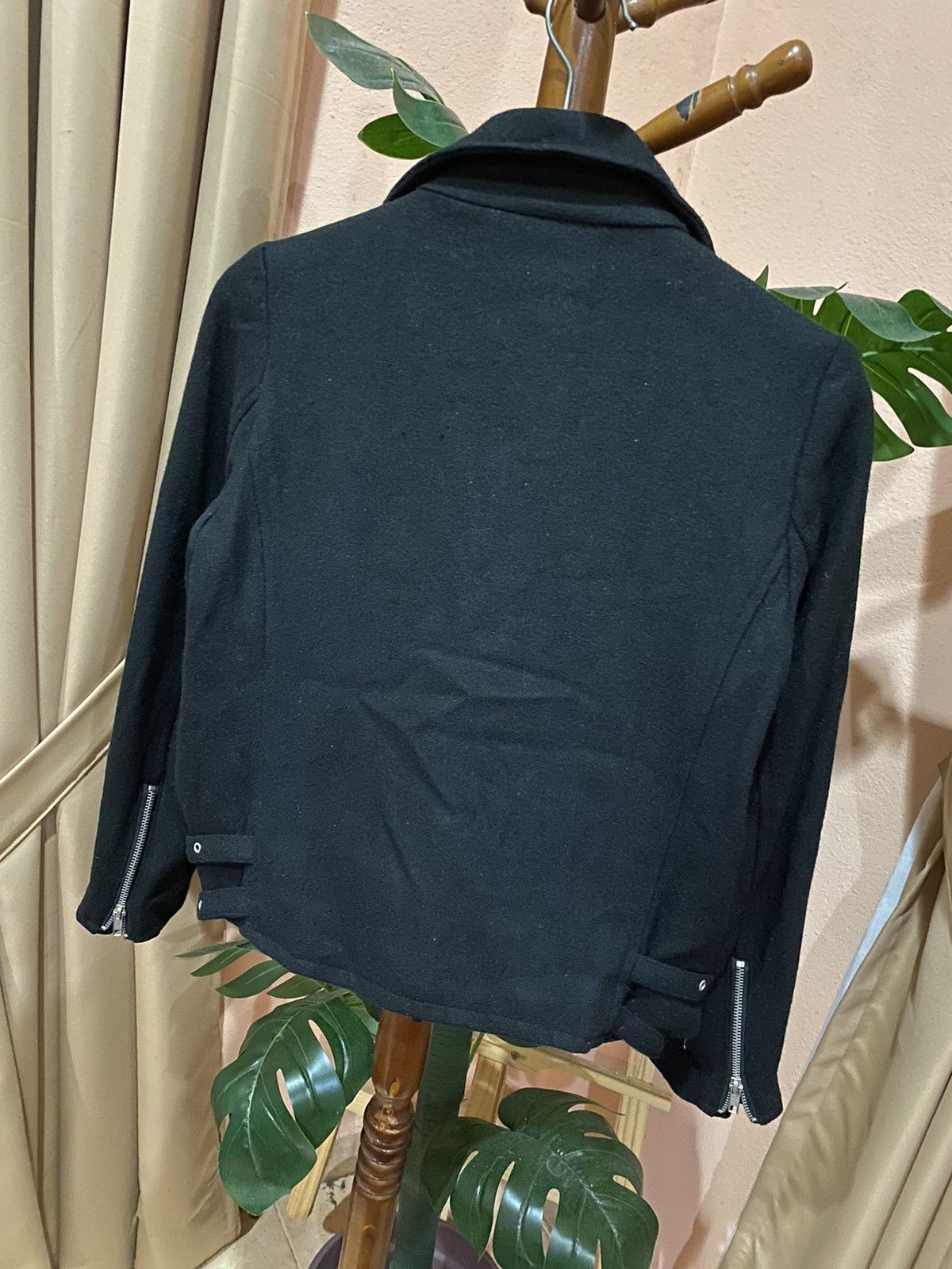 If Six Was Nine × Japanese Brand Black Wool-Blend Biker Jacket | Modern Chic Moto Style Size US XS / EU 42 / 0 - 10 Thumbnail