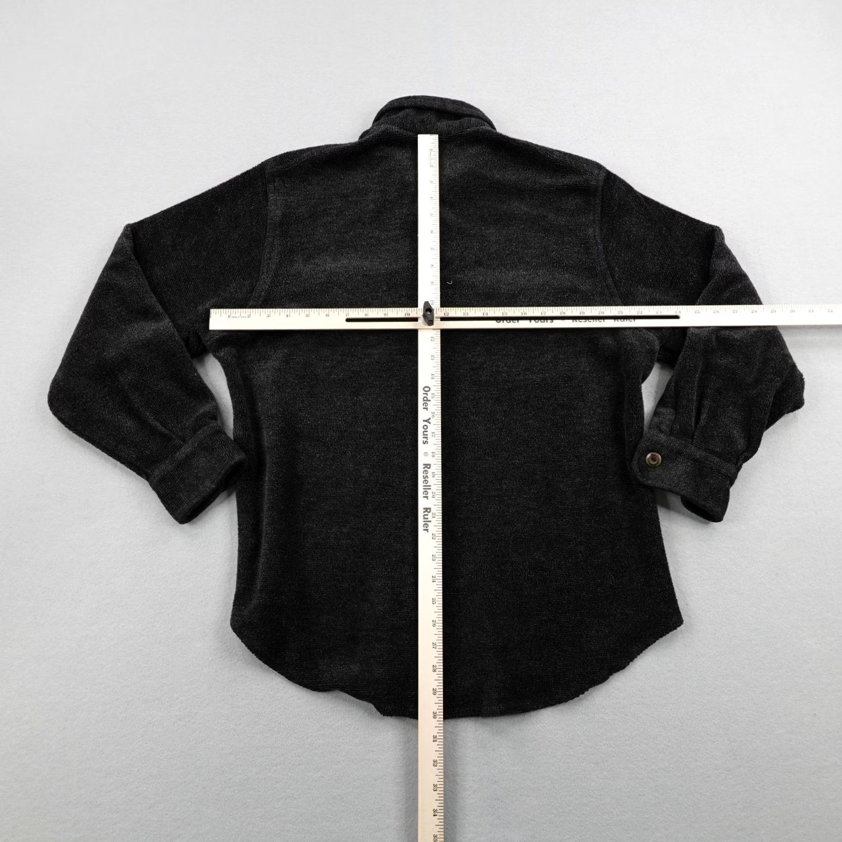 Marcs MARC BAXIS Vintage Shirt Mens Large Black Towel Terry Cloth Button Up Soft Knit Size US L / EU 52-54 / 3 - 3 Thumbnail