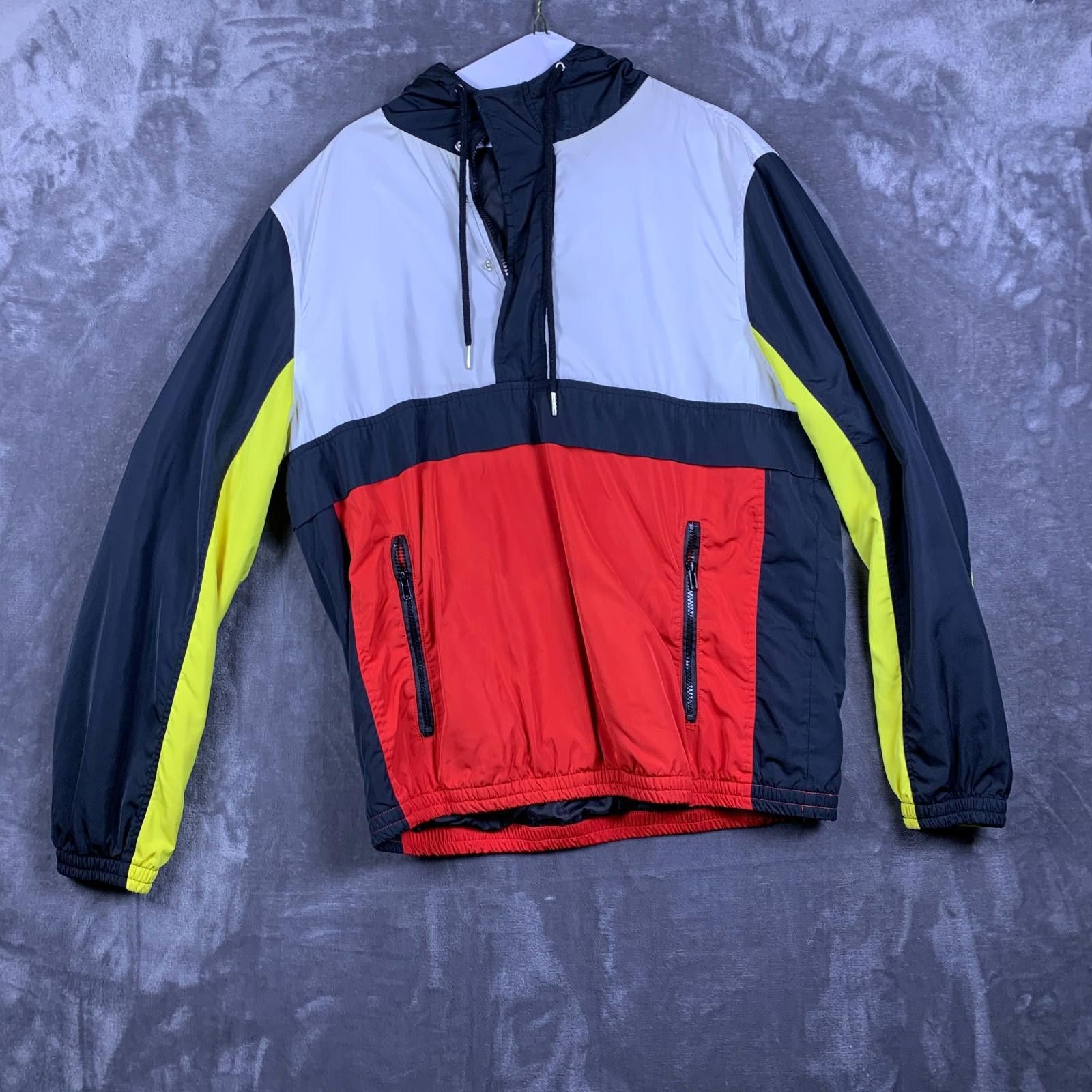 Forever 21 Mens Colorblock Pullover Zip Size L Windbreaker Hoodie (306) Size US L / EU 52-54 / 3 - 1 Thumbnail