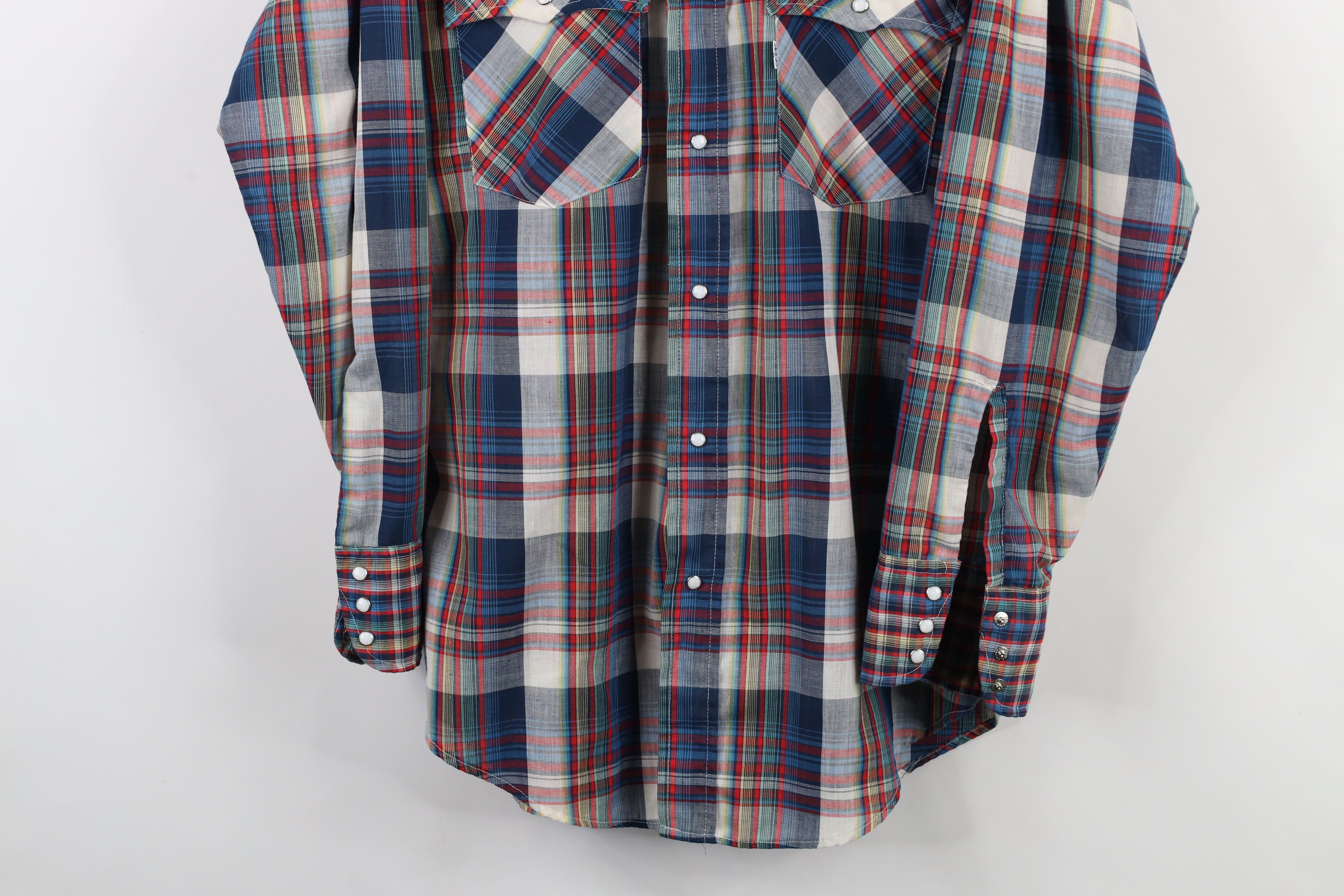 Levi's × Vintage Vintage 70s Levis Plaid Western Cowboy Snap Button Shirt USA Size US M / EU 48-50 / 2 - 3 Thumbnail