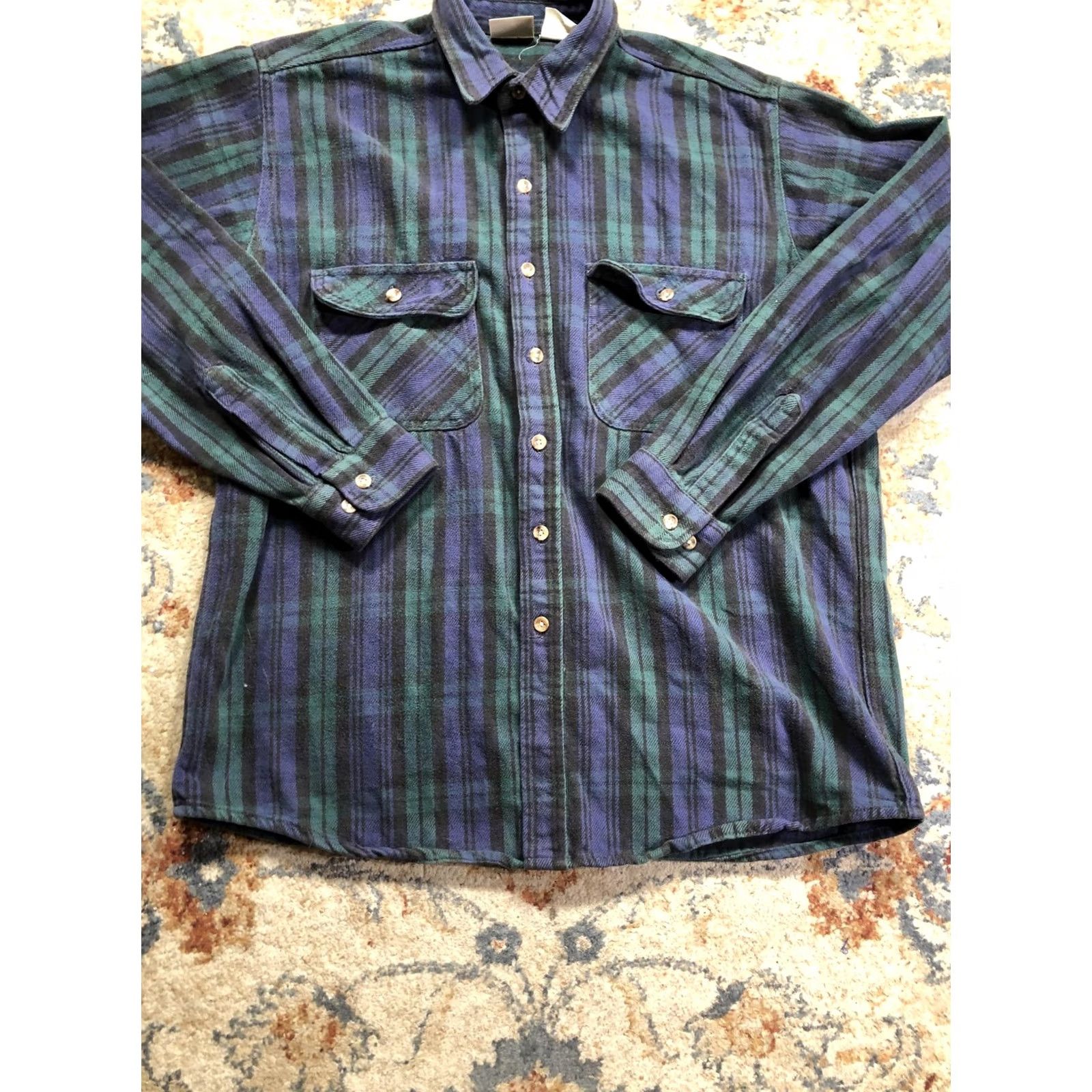 Vintage VINTAGE Five Brothers Flannel Shirt Mens XLT Green Blue Plaid Workwear Button Up Tall Size US XL / EU 56 / 4 - 5 Thumbnail