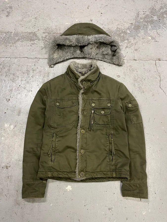 Daniele Alessandrini 2000s Daniele Alessandrini Military Green Multi Pockets Faux Fur Jacket Size US S / EU 44-46 / 1 - 1 Thumbnail