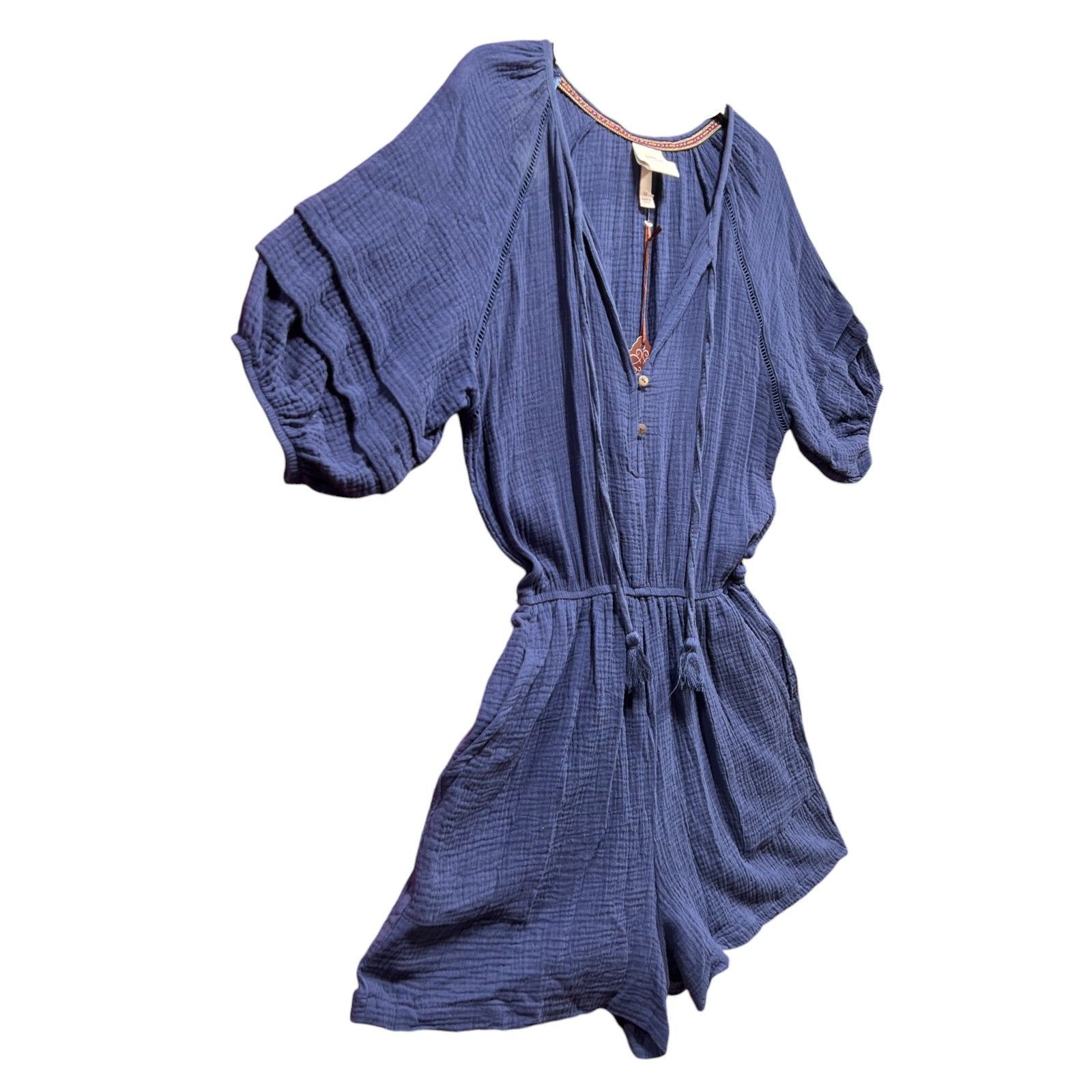 Other Knox Rose - Women's Short Sleeve Gauze Romper - Navy Blue - Size ONE SIZE - 18 Thumbnail