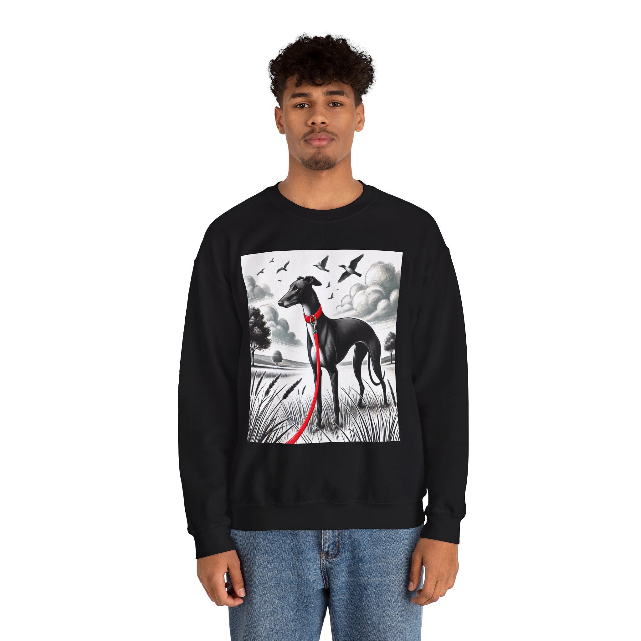 Gildan Elegant Greyhound in the Open Fields Crewneck Sweatshirt Size US L / EU 52-54 / 3 - 6 Thumbnail