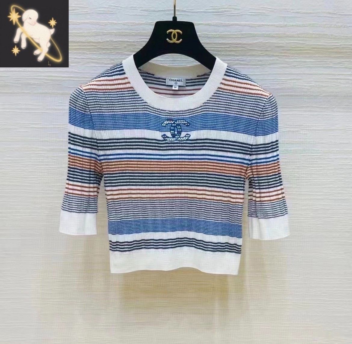 Chanel Chanel Striped Blue T-Shirt 36 Women Size S / US 4 / IT 40 - 1 Thumbnail