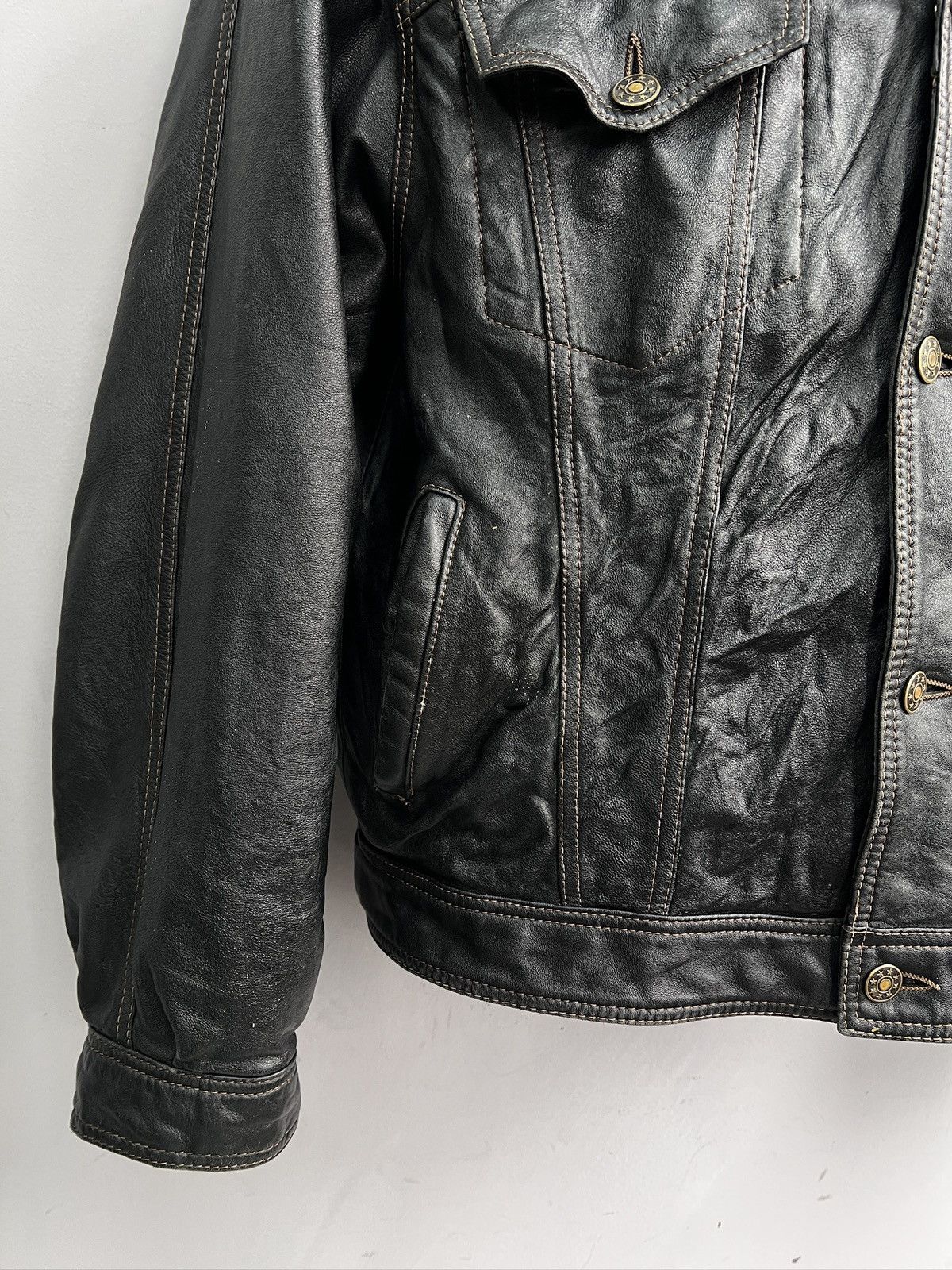 Diesel Nevada Black Leather Trucker Jacket Classic Size US M / EU 48-50 / 2 - 4 Thumbnail