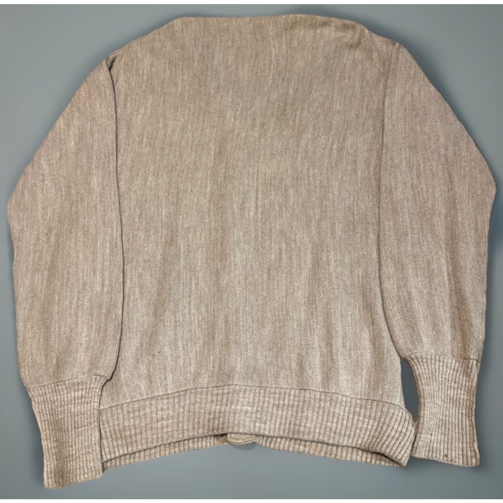 JCPenney VINTAGE J. C. Penney Cardigan XL Men Beige Acrylic Knit Oatmeal 1970s Sweater Size US XL / EU 56 / 4 - 2 Thumbnail