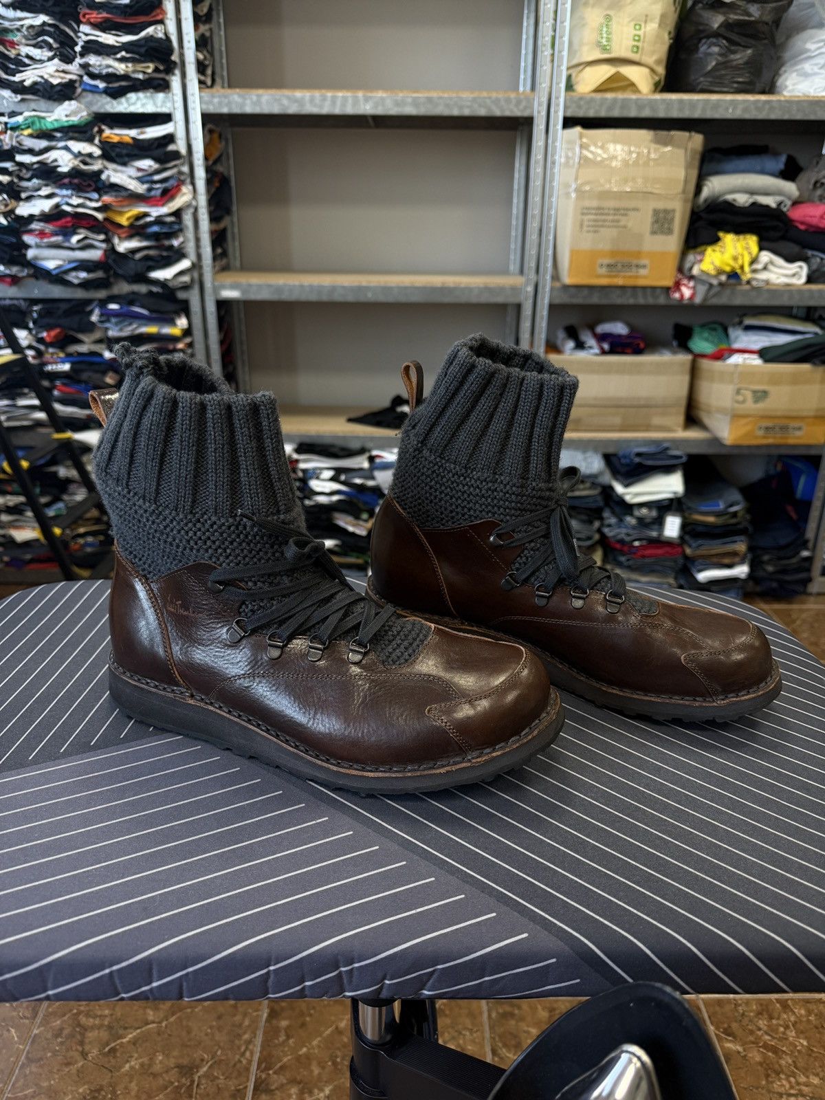 Desigual 🇮🇹 Luis Trenker Hand Made in Italy Leather Knit Hiking Boots Size US 12 / EU 45 - 3 Thumbnail
