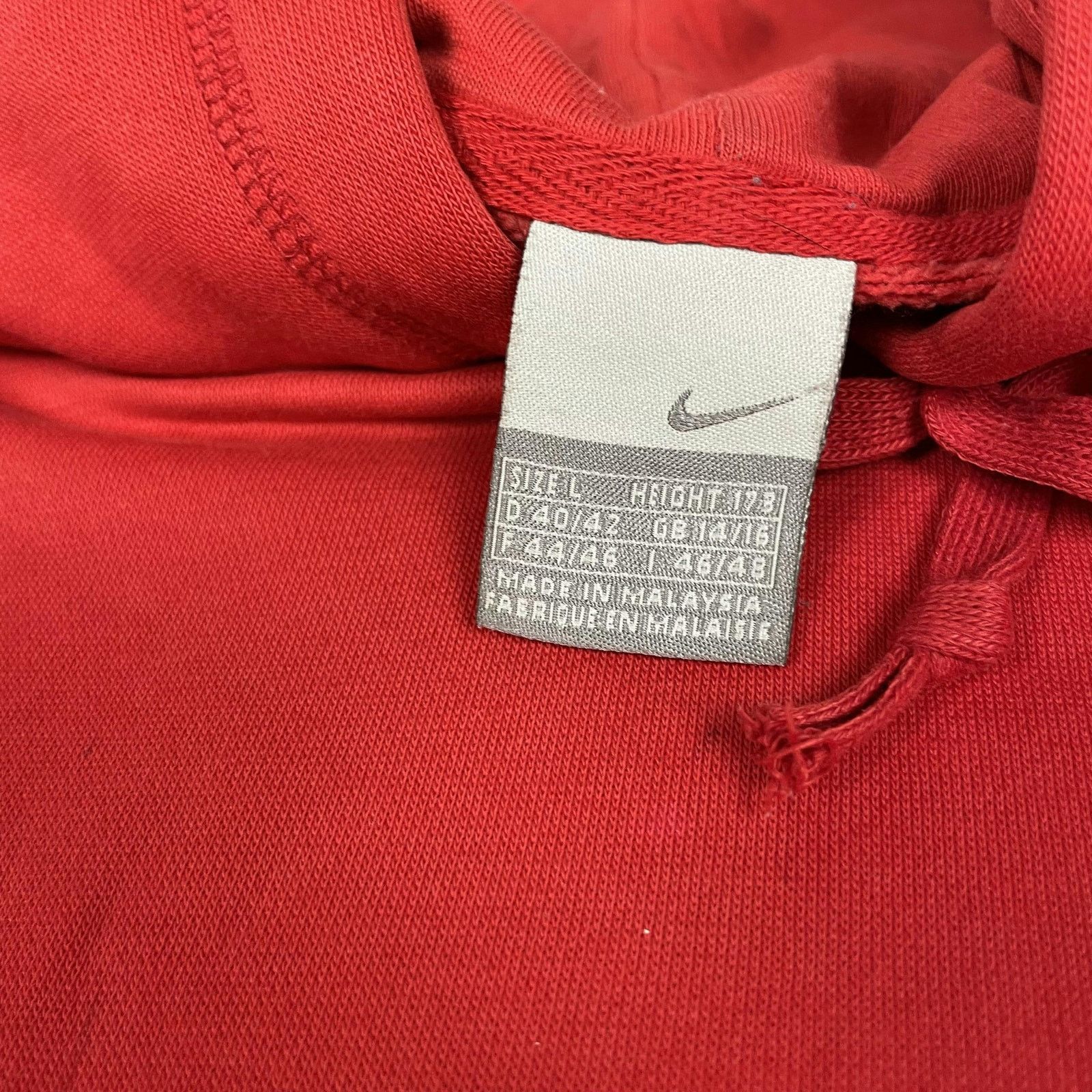 Nike × Vintage Nike Red Fleece Swoosh Raglan Sleeve Pullover Hoodie L Size L / US 10 / IT 46 - 10 Thumbnail