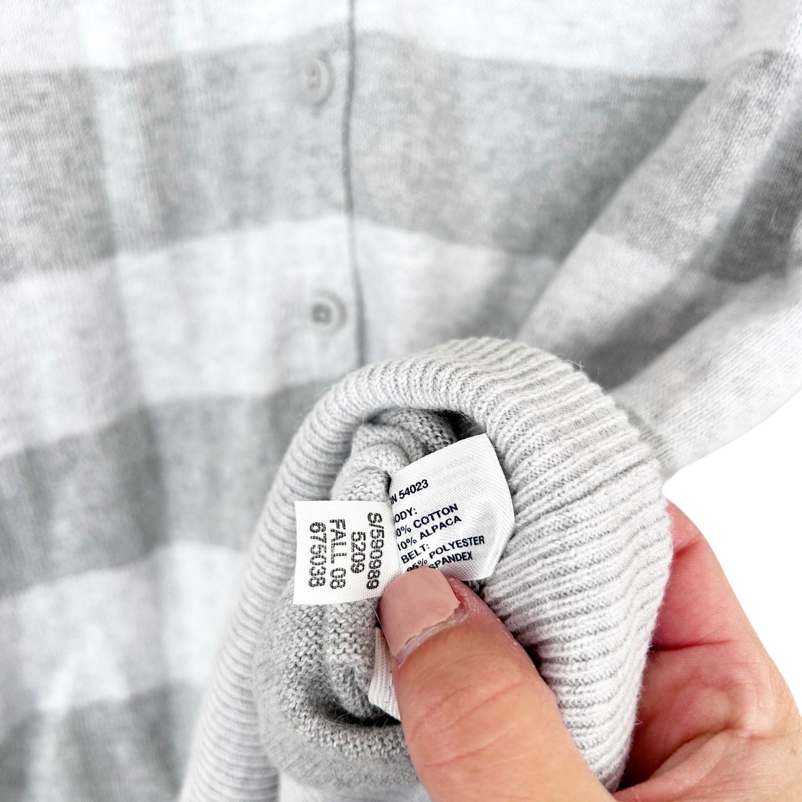 Gap Gap Gray Striped Alpaca Blend Button Front Cardigan Sz L Size L / US 10 / IT 46 - 3 Thumbnail