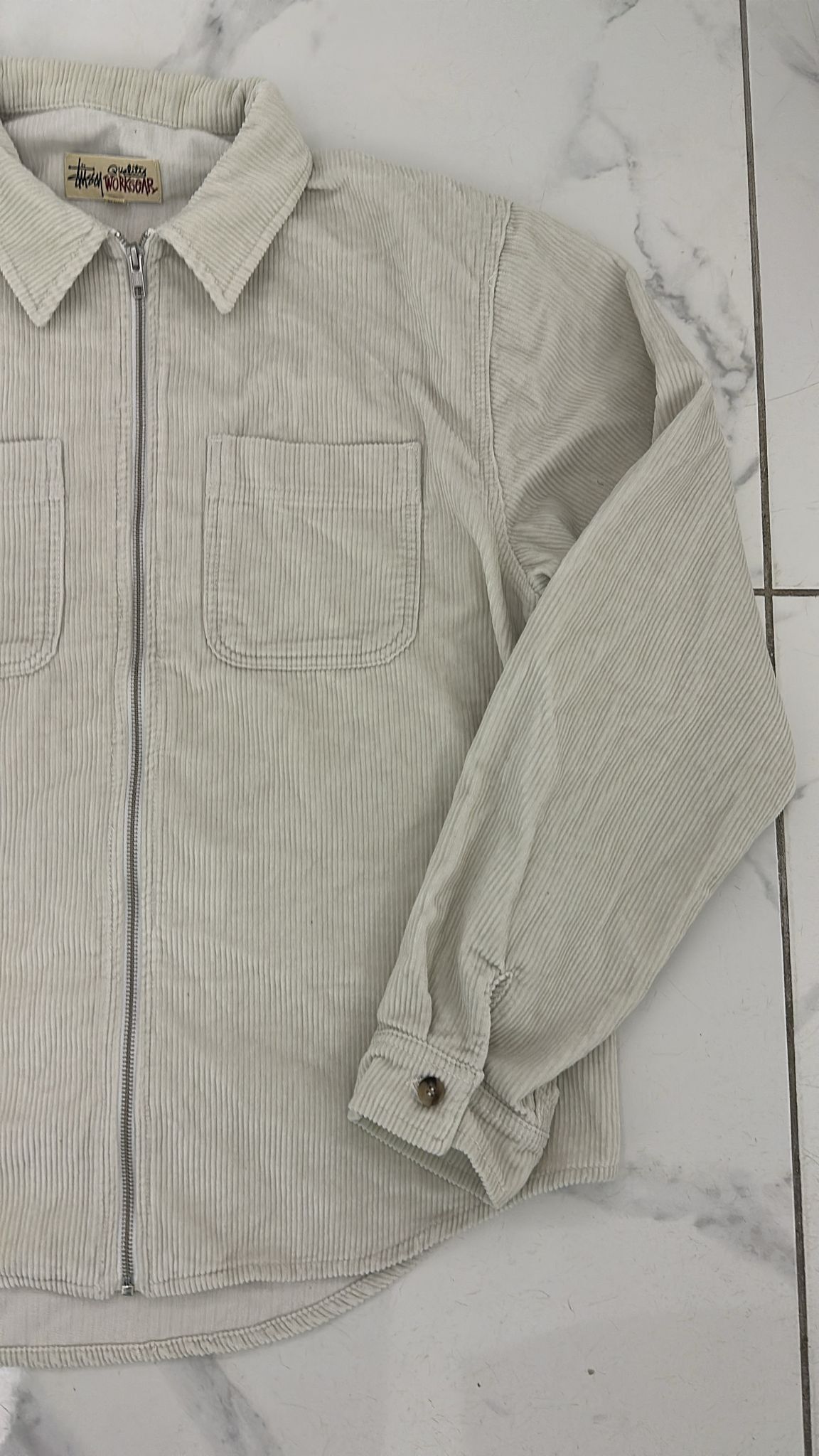 Stussy Stussy Wide Wale Cord Zip Shirt In Bone Size US L / EU 52-54 / 3 - 6 Thumbnail
