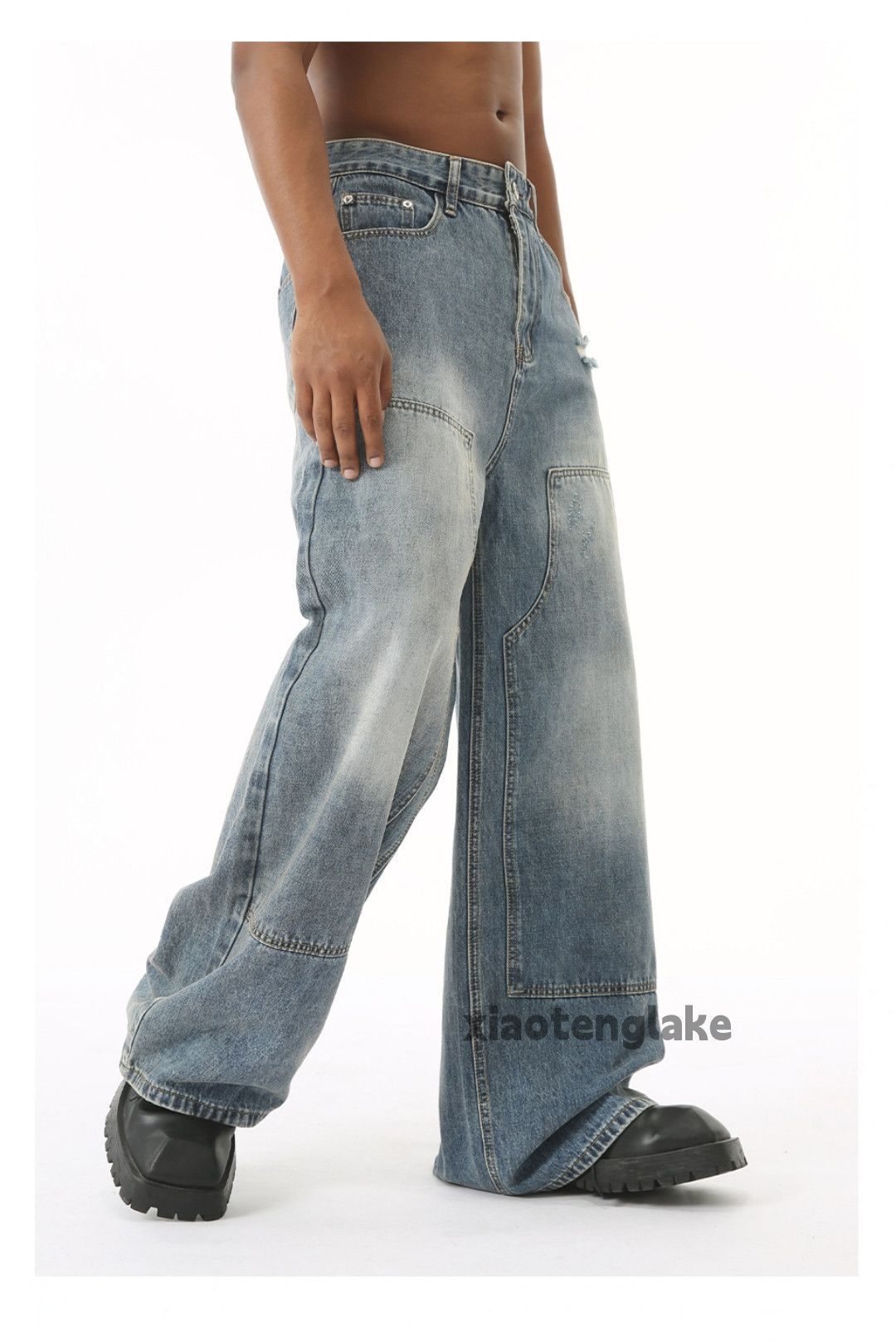 Jean xz vintage washed faded loose baggy Stain flared jeans Size US 28 / EU 44 - 4 Thumbnail