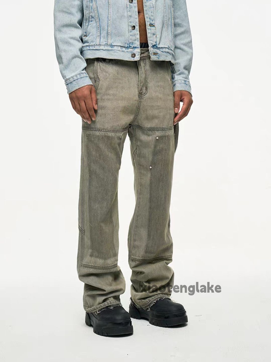 Jean × Vintage Unisex washed faded utility punk grunge cargo jeans Size US 34 / EU 50 - 6 Thumbnail