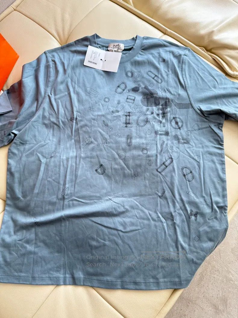 Hermes Hermes size 3XL Spring-summer men's round-neck short-sleeve Size US S / EU 44-46 / 1 - 1 Thumbnail