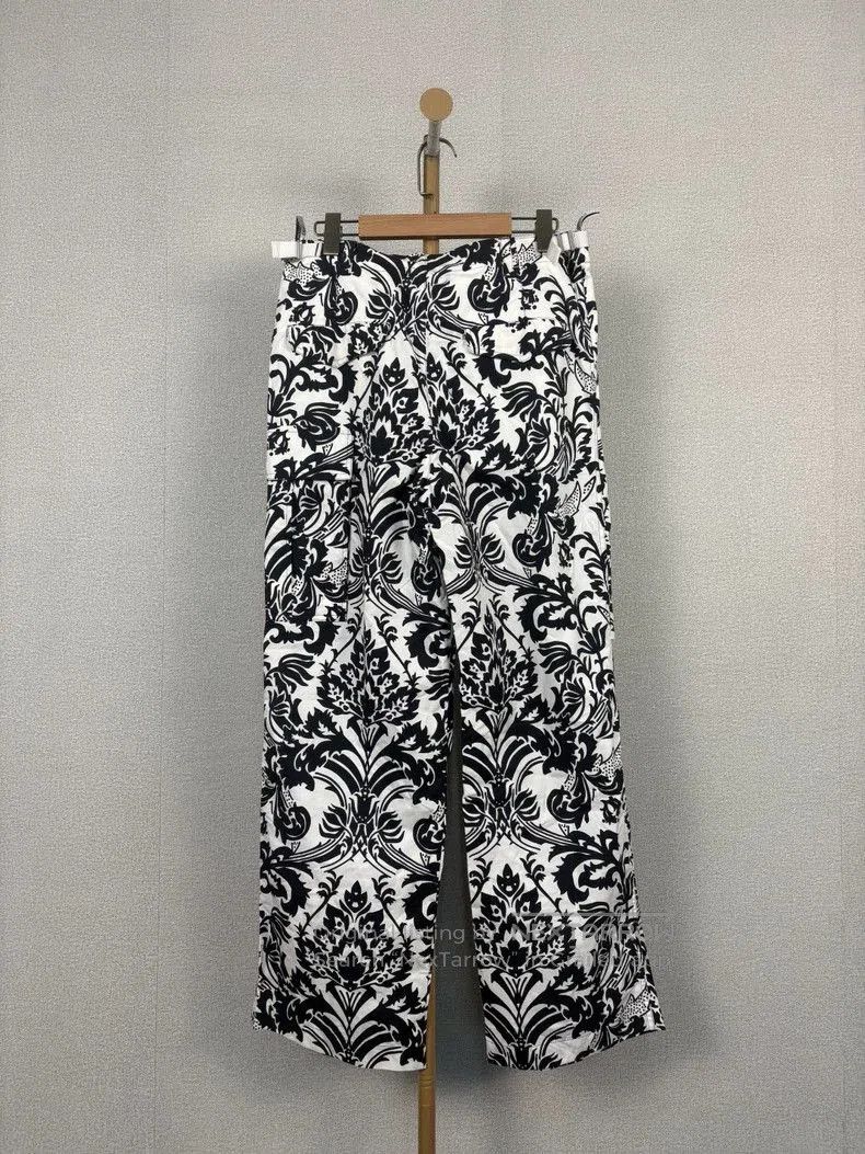 Dior Dior Black White Floral Print Pants. Size US 38 / EU 54 - 2 Thumbnail