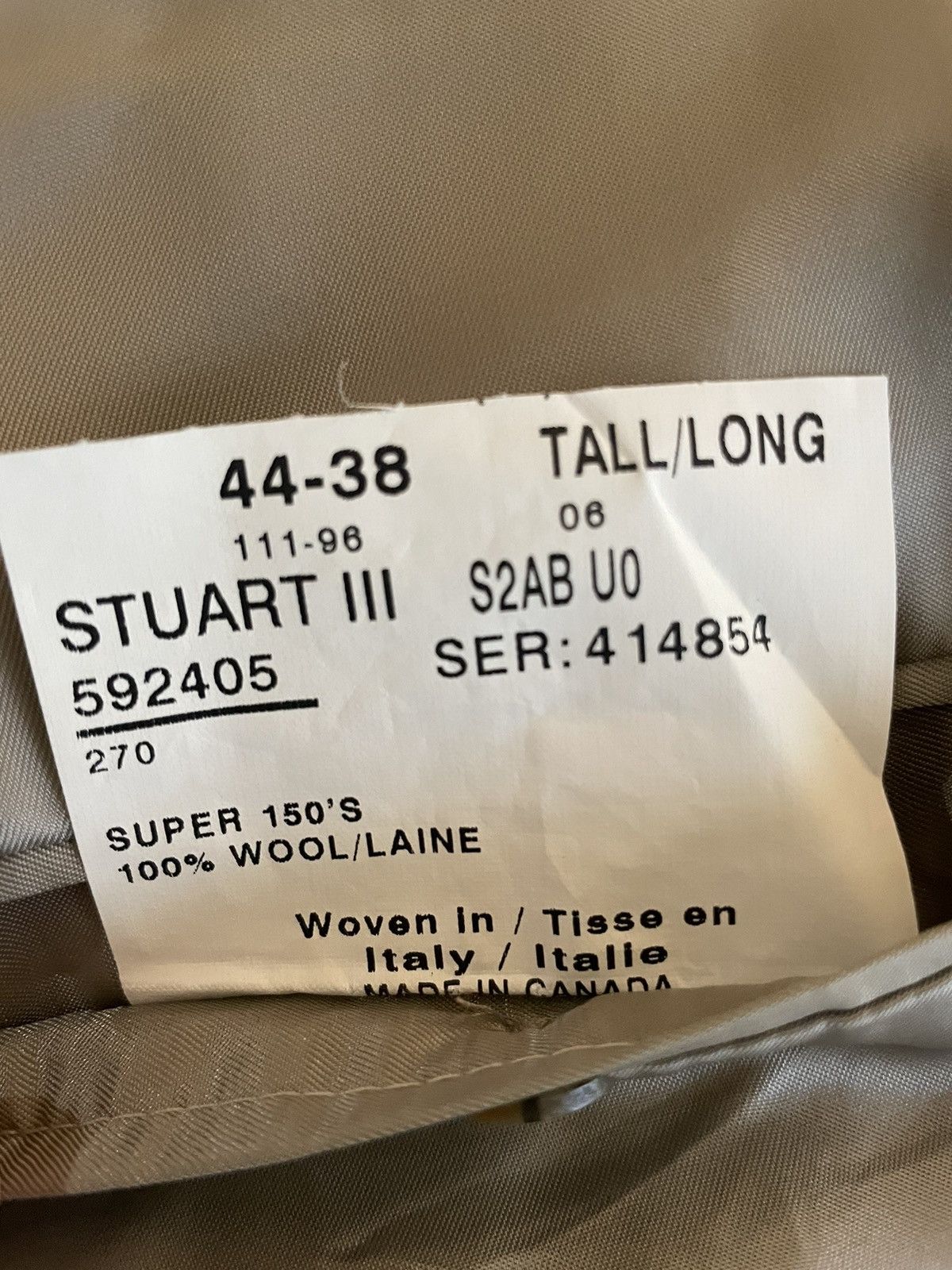 Paul Stuart All Year Weight Super 150's STUART III Suit Size 44L - 8 Thumbnail