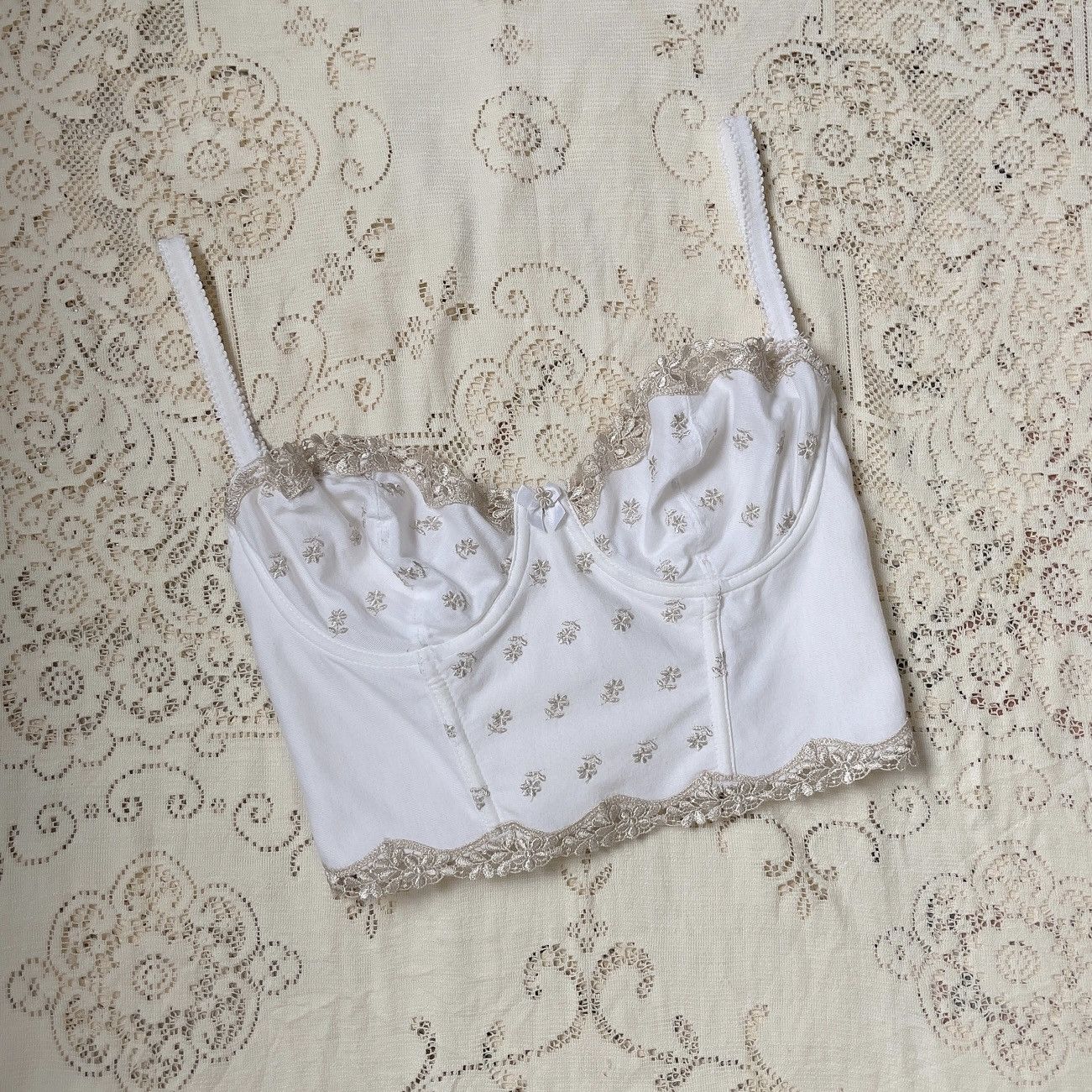 Victoria's Secret Victoria’s Secret 1990s White Cotton Bustier (34B/32C) Size S / US 4 / IT 40 - 5 Thumbnail