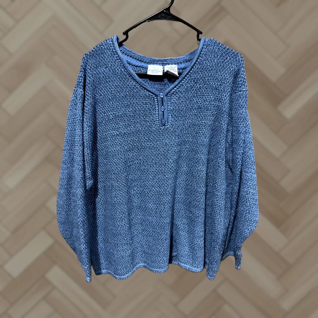 Vintage VINTAGE Bobbie Brooks Womens Plus Size Knit Sweatshirt 22/24 Blue Raglan Sleeve V-Neck Pullover Lightweight 28” Pit to Pit 28” Length Men/Women? Size 3XL / US 20-22 - 1 Thumbnail