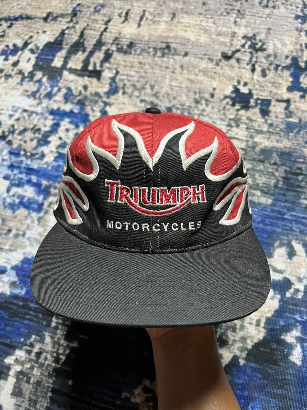 Vintage Rare Vintage Triumph Motorcycle Fire Embroidery Cap 90s Size ONE SIZE - 2 Thumbnail