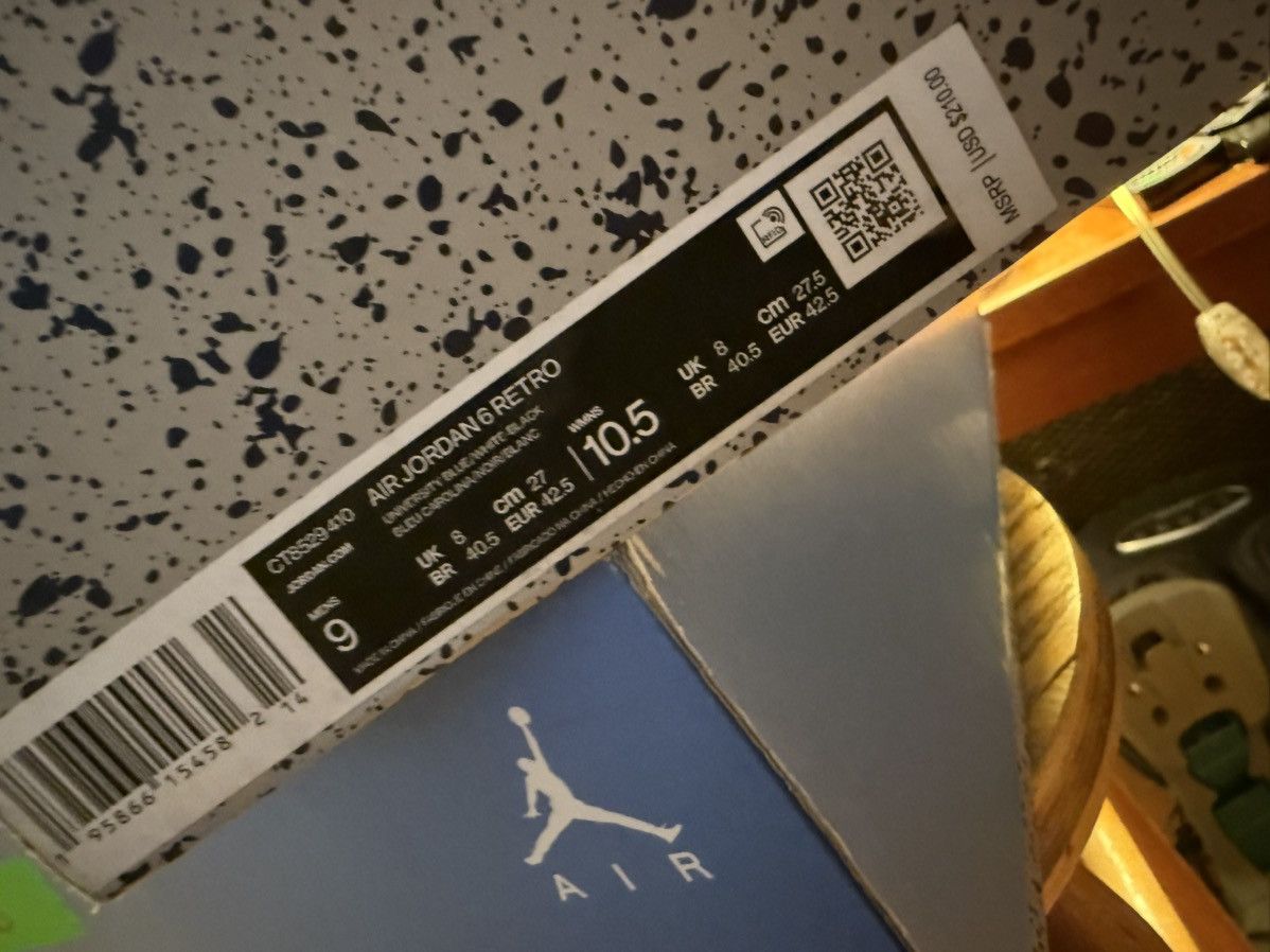 Jordan Brand Air Jordan 6 Retro “UNC Home” VVNDS! OG Box, Lace Locks sz9 Size US 9 / EU 42 - 4 Thumbnail