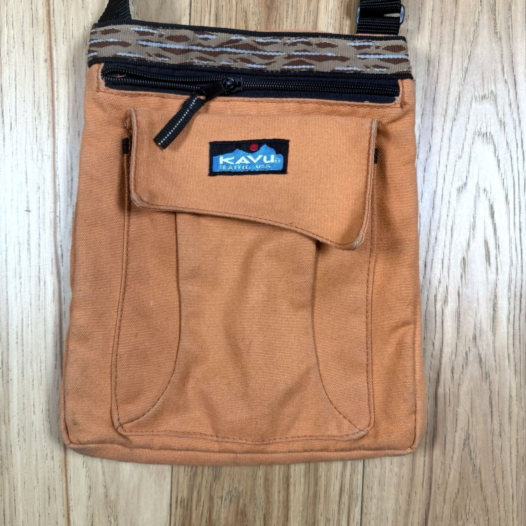 KAVU KAVU Crossbody Small Bag Orange Canvas 11x9 Adjustable Strap Women Small Orange Cross-Body Bag Womens Size ONE SIZE - 2 Thumbnail