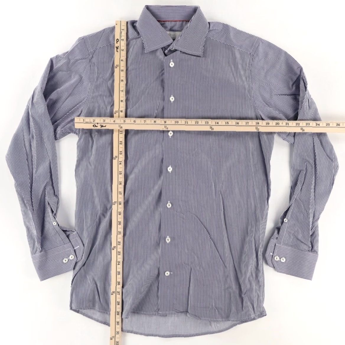 Eton Eton Contemporary Poplin Cotton Striped Long Sleeve Button Up Shirt Blue Men's 39 Size US L / EU 52-54 / 3 - 3 Thumbnail