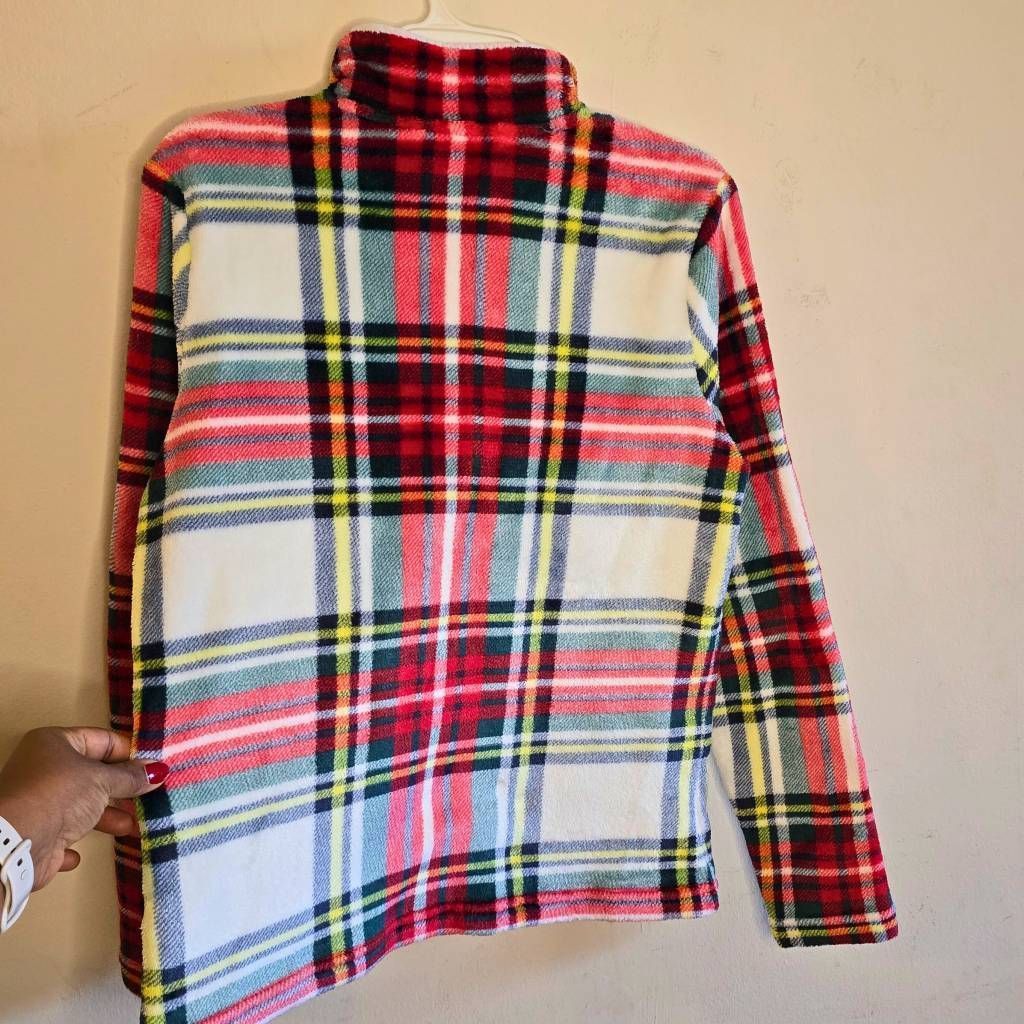Vineyard Vines Vineyard Vines Women’s Plaid 1/4 Zip Fleece Pullover Size M Soft Lightweight Size M / US 6-8 / IT 42-44 - 5 Thumbnail