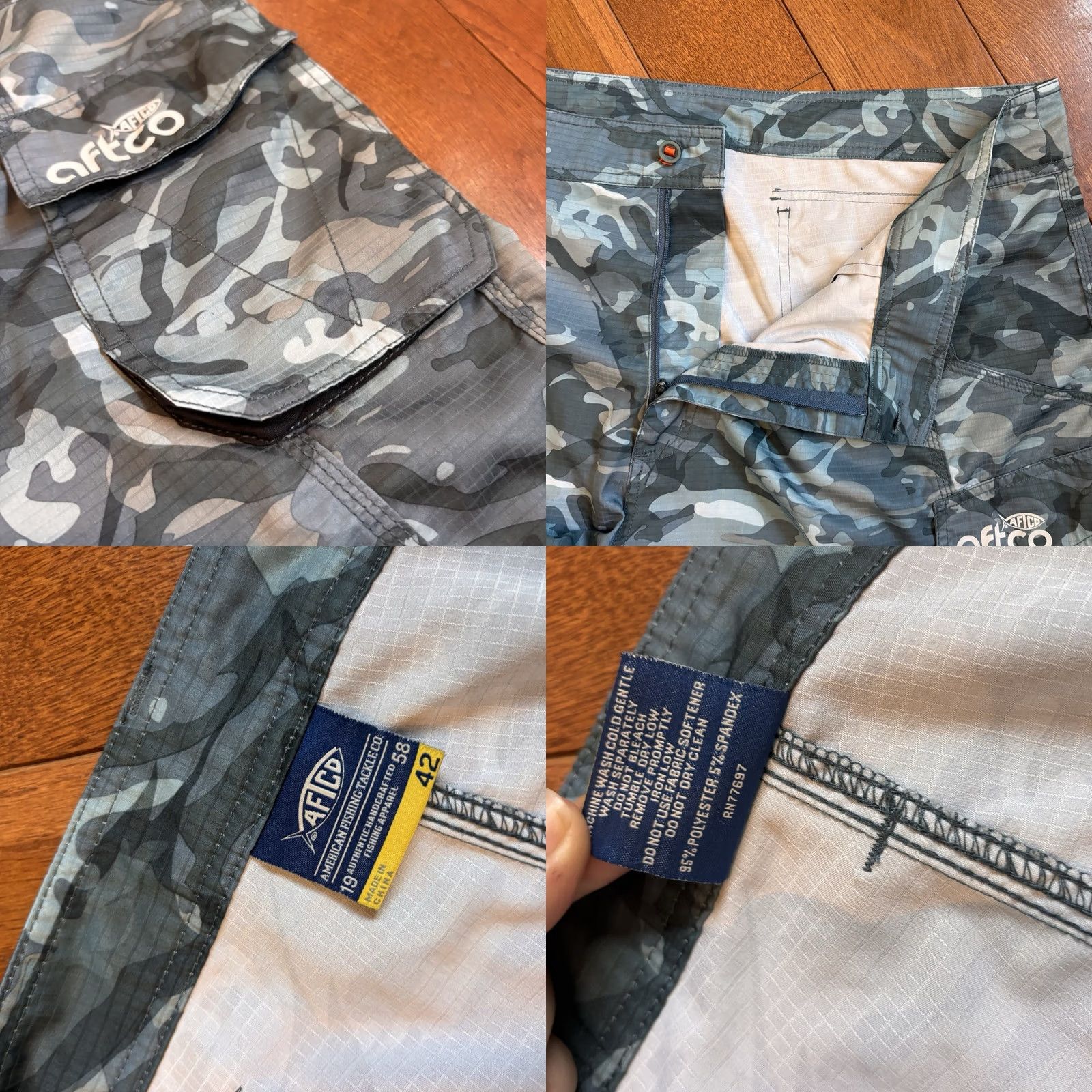 Vintage NWOT AFTCO Cargo Shorts 10" Blue Camo sz 42 Mens Regular Size US 42 / EU 58 - 8 Thumbnail