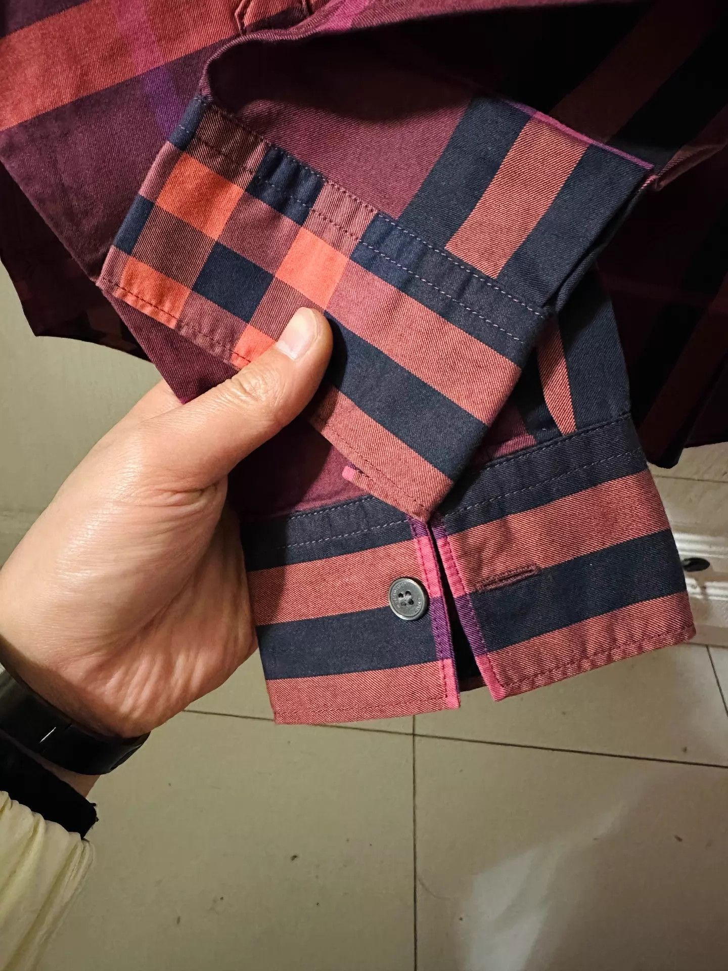 Burberry BURBERRY Men's Red Black Purple Tartan Shirt M 98 New Size US M / EU 48-50 / 2 - 7 Thumbnail