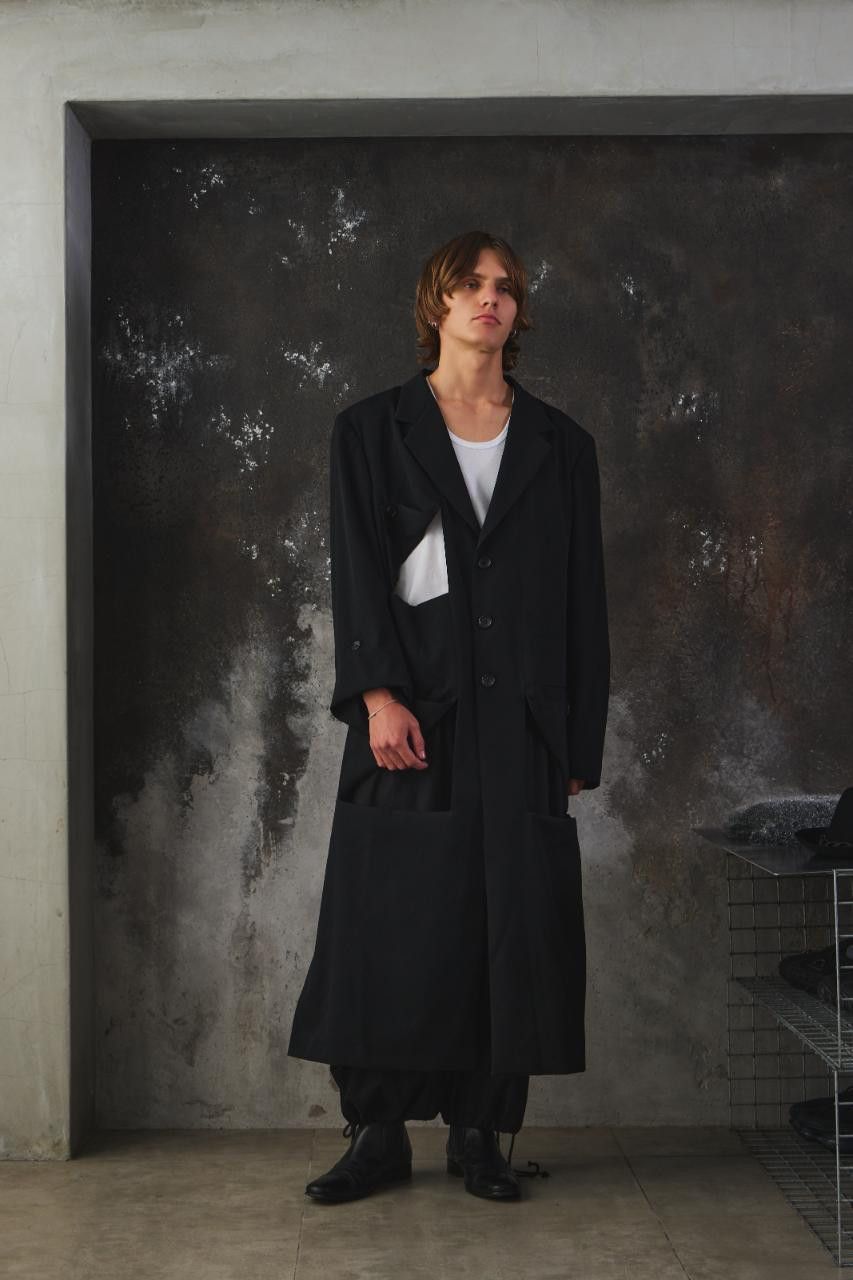Yohji Yamamoto Yohji Yamamoto Wool Gabardine Diagonal Button Long Jacket Size US L / EU 52-54 / 3 - 1 Thumbnail