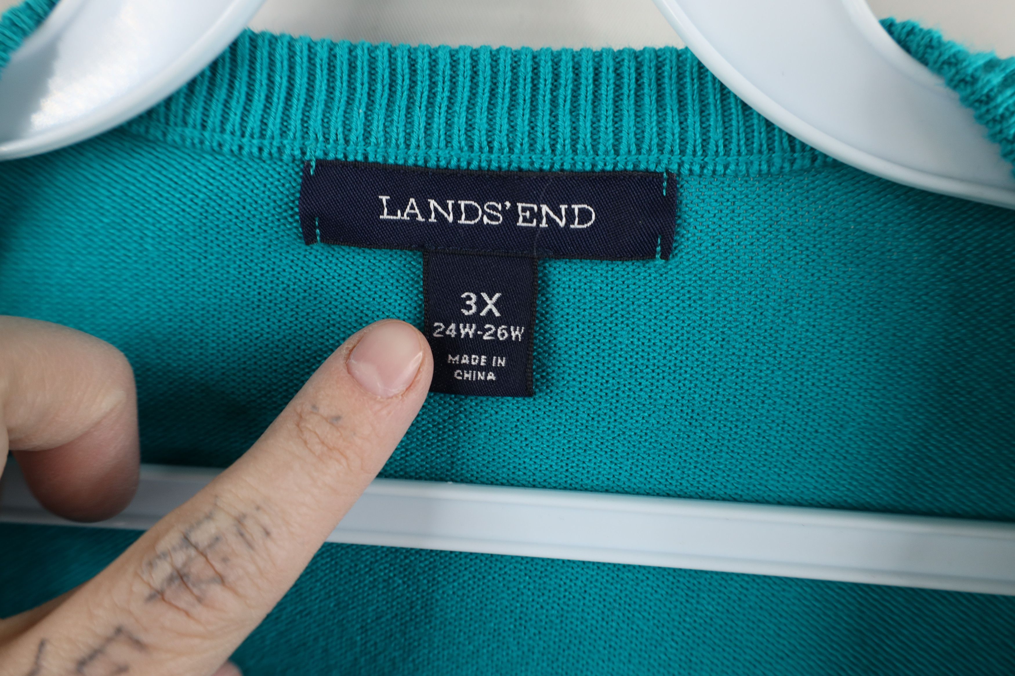 Lands' End × Vintage Vintage Lands End Supima Cotton Knit Cardigan Sweater Teal Size 3XL / US 20-22 - 6 Thumbnail