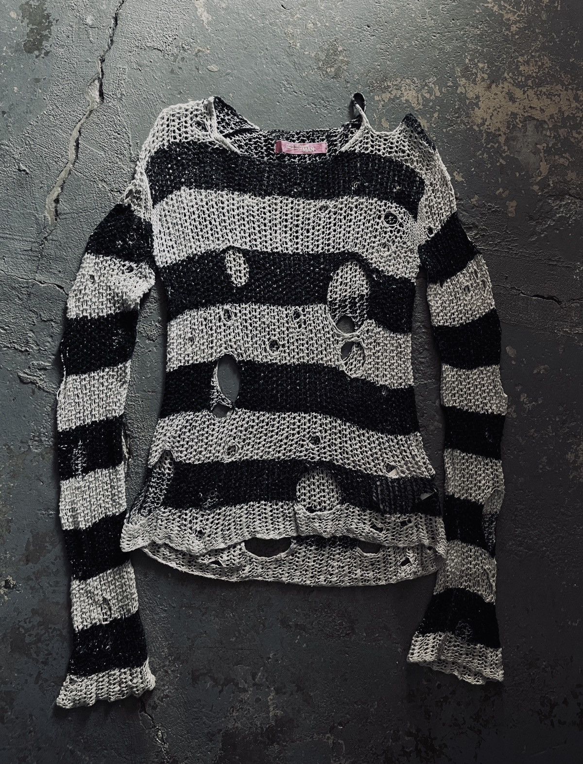 Junya Watanabe AW02 Distressed Striped Sweater Size US S / EU 44-46 / 1 - 2 Thumbnail