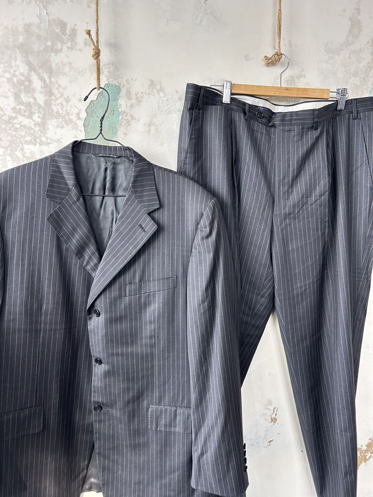 Canali vintage Suit Mens Gray 100% Wool