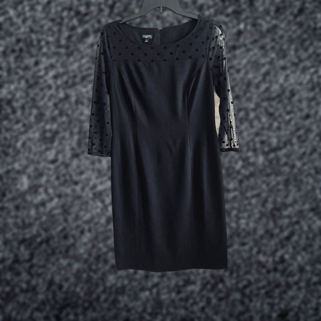 VINTAGE Talbots Women's Dress Fitted Sheath Short Sleeve Crew Neck - Main Image