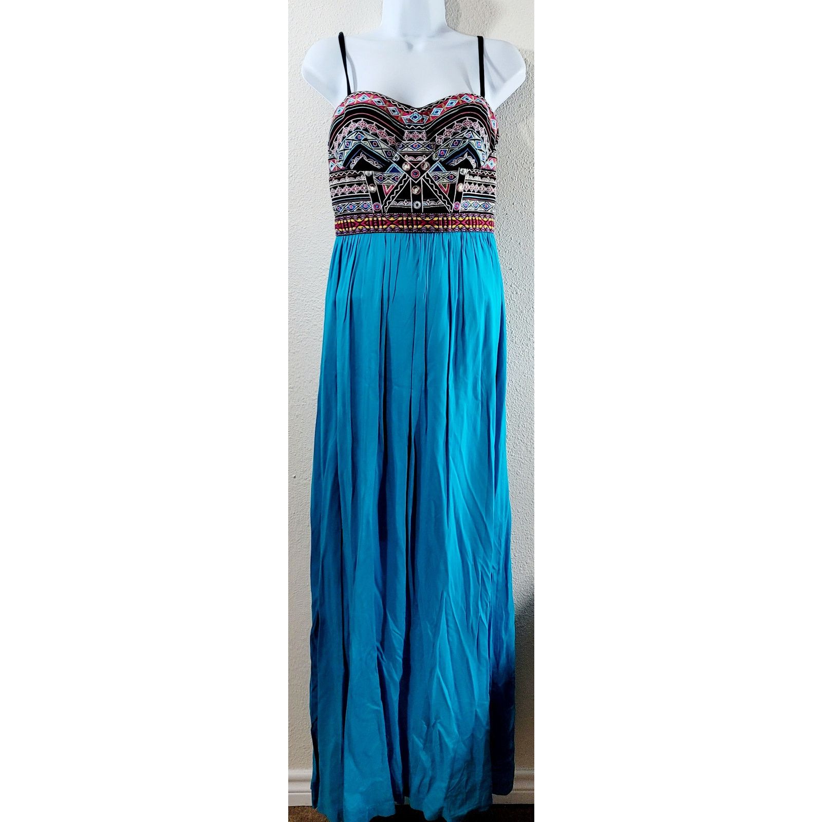 Other Soieblu Blue Multi Color Embroidered Strapless Maxi Dress S Size S / US 4 / IT 40 - 1 Thumbnail