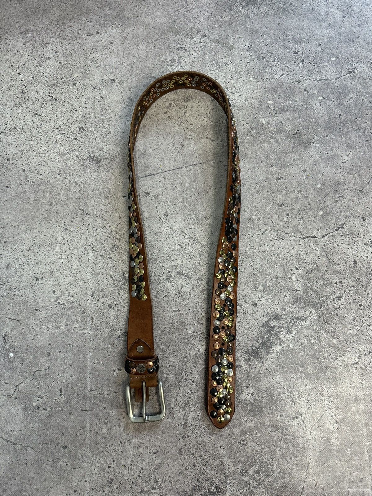 Hysteric Glamour Vintage Rhinestones Leather Belt Y2K Punk Metal Cowboy Size ONE SIZE - 4 Thumbnail