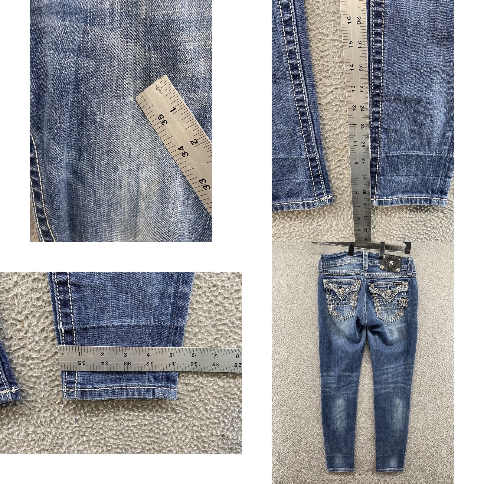 Miss Me Miss Me Jeans Skinny Flap Pocket Rhinestone Embroidered Beaded Jeans Women Size 26 Blue Denim Regular Girl Mens Womens Size 26" / US 2 / IT 38 - 8 Thumbnail
